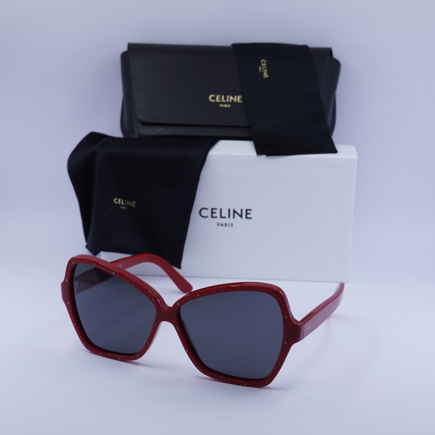 Celine CL4066IS 66A Sunglasses Red Butterfly Frame, Grey Lenses Celine Celine CL4066IS 66A Sunglasses Red Butterfly Frame  main image 4