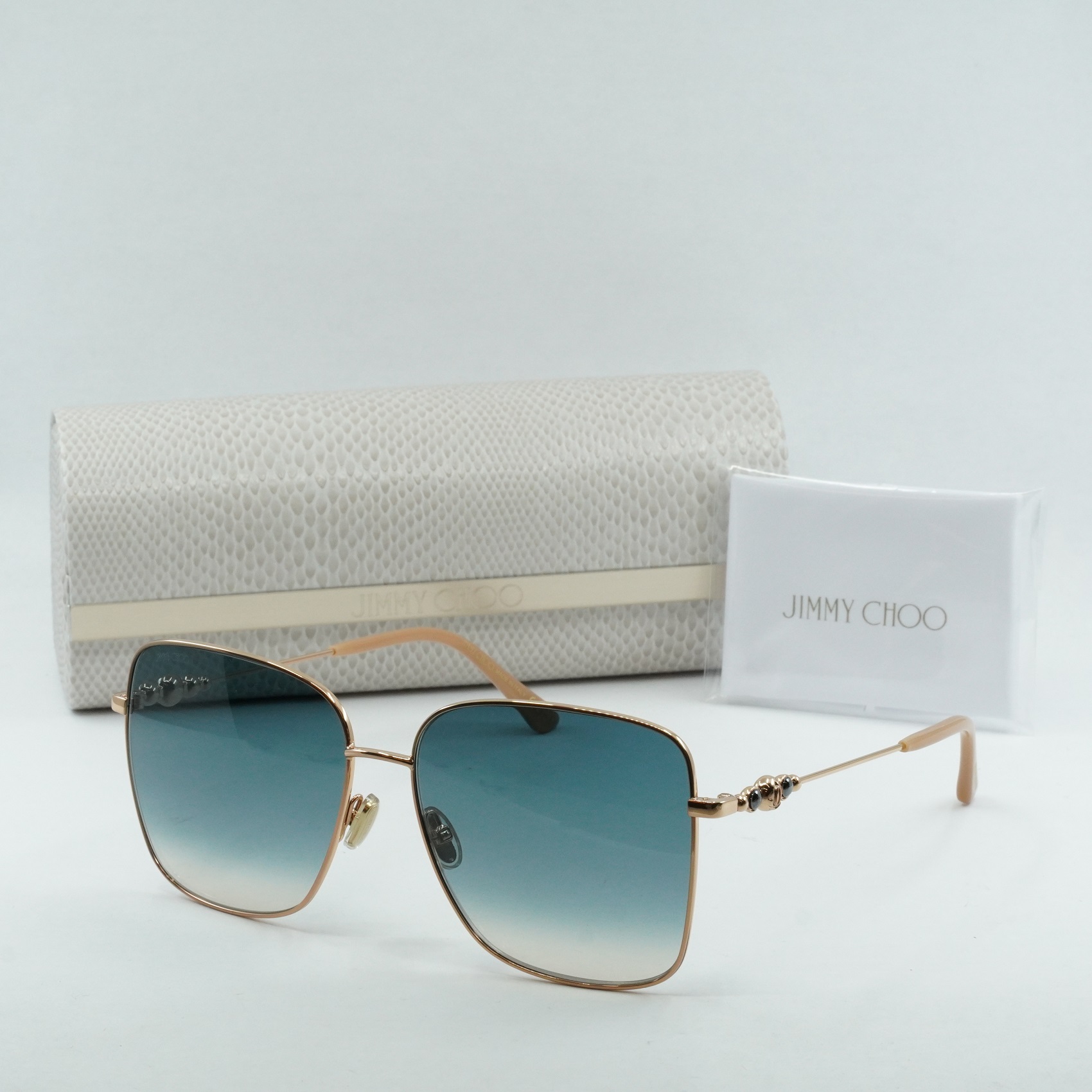JIMMY CHOO HESTER/S 0BKU I4 Gold Nude/Blue Gradient 59-15  display picture 3