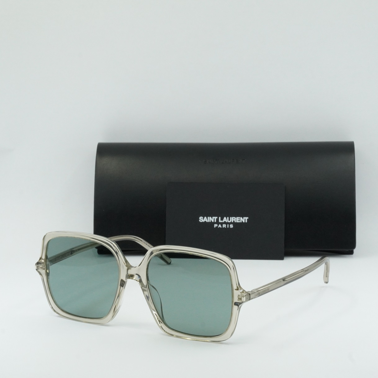 Saint Laurent SL591 003 Sunglasses Beige Square Frame, Green Lenses Saint Laurent SL 591 – Spectacle Clinic E-Store main image 3