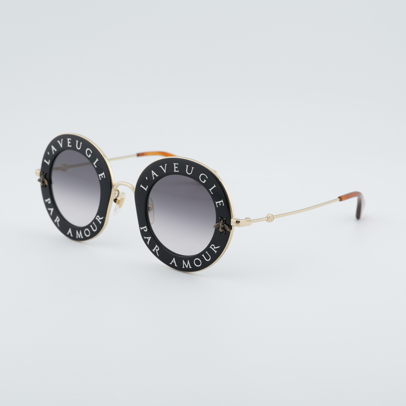 GUCCI GG0113S 001 Black Gold/Grey Gradient 44-30-140  display picture 2