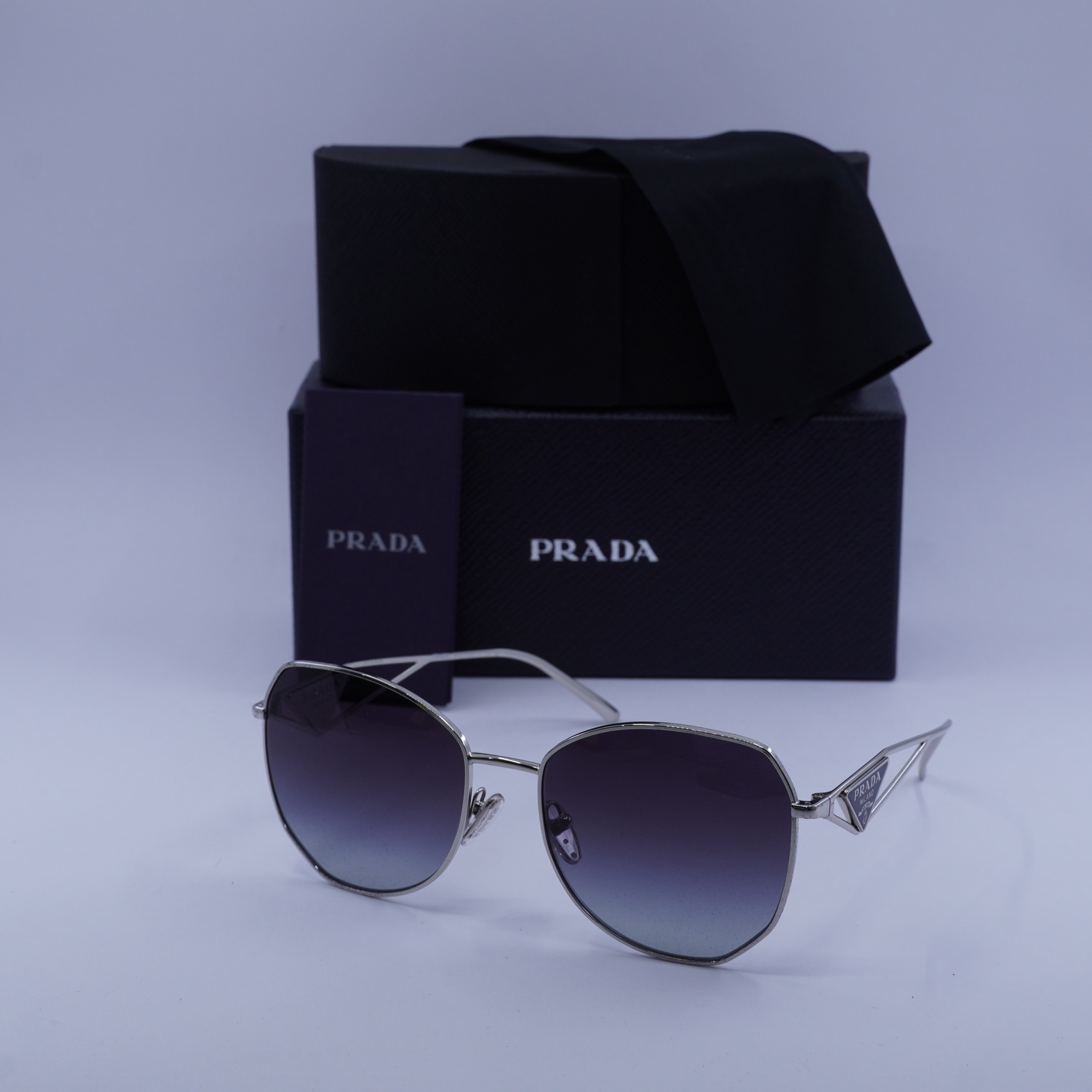 New PRADA PR57YS 1BC5D1 Silver/Grey Gradient 57-18-140  display picture 3