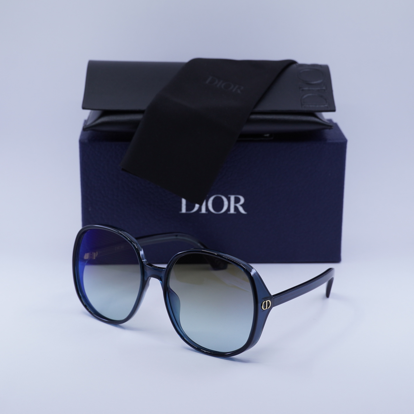 DIOR DDOLL R1U 30C6 Translucent Blue/Khaki Gradient Blue Mirrored