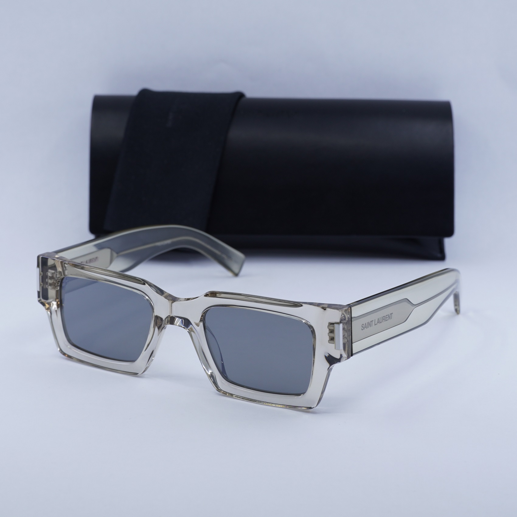 New SAINT LAURENT SL572 003 Beige Crystal/Grey With Silver  display picture 2