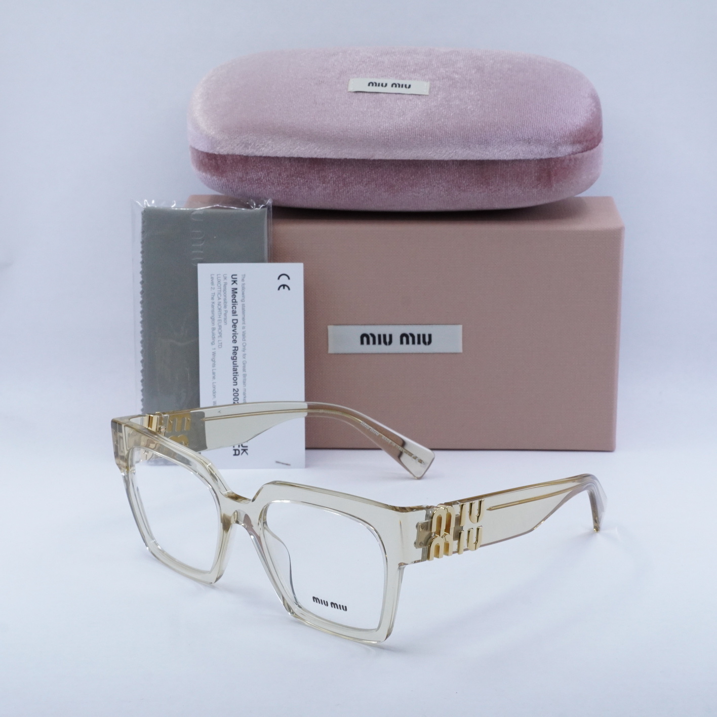 NEW MIU MIU MU04UV 11T1O1 Sand Transparent 52mm Eyeglasses | eBay