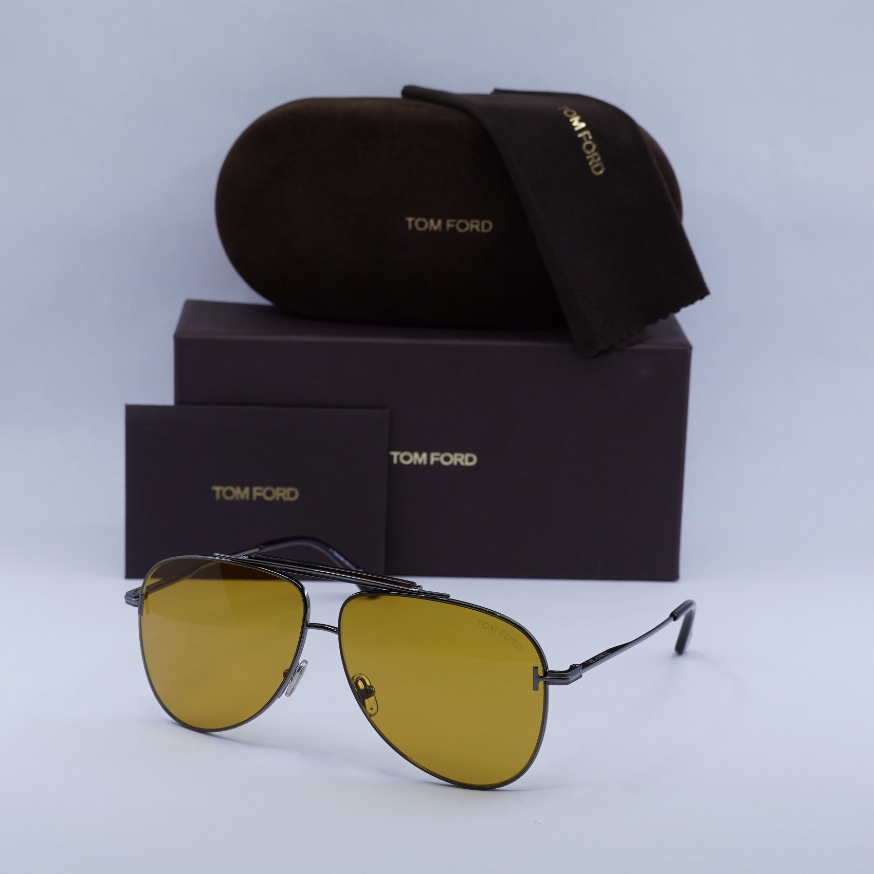 TOM FORD FT1018 08E Shiny Gunmetal/Havana/Amber 60-11-145  display picture 2