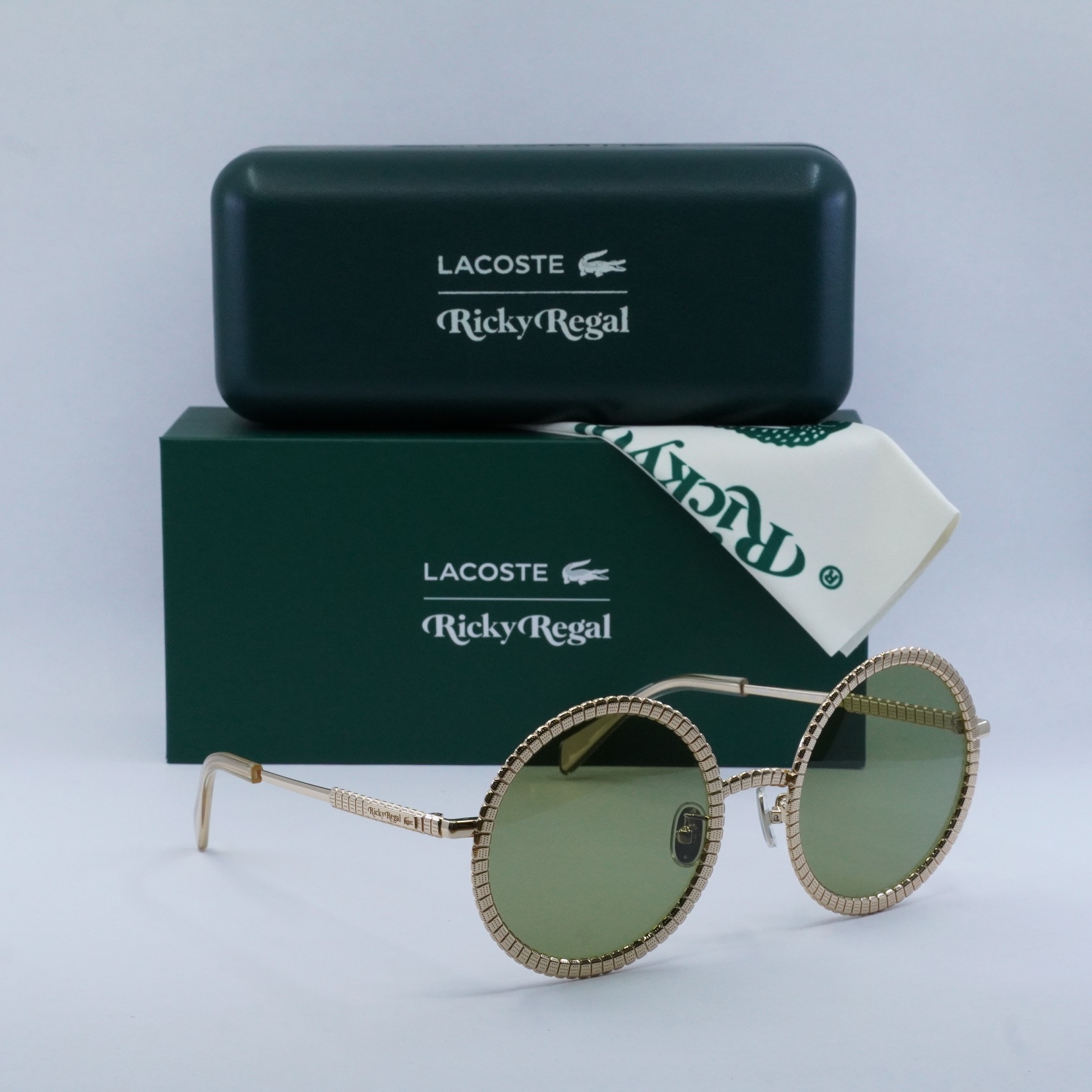 New LACOSTE L252S Ricky Regal 714 Gold/Green 58-21-140 Sunglasses