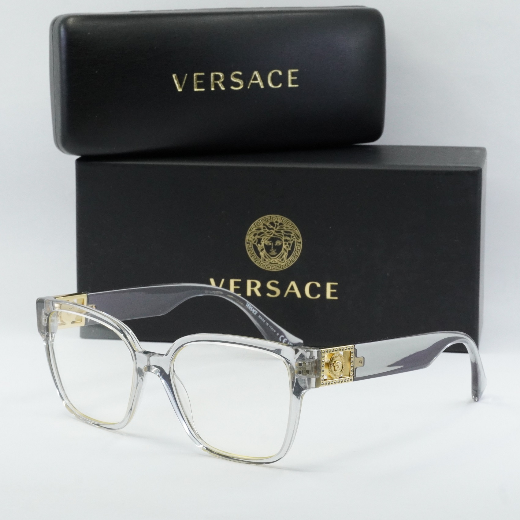 NEW VERSACE VE3329B 5305 Transparent Gray 52mm Eyeglasses | eBay NEW VERSACE VE3329B 5305 Transparent Gray 52mm Eyeglasses | eBay