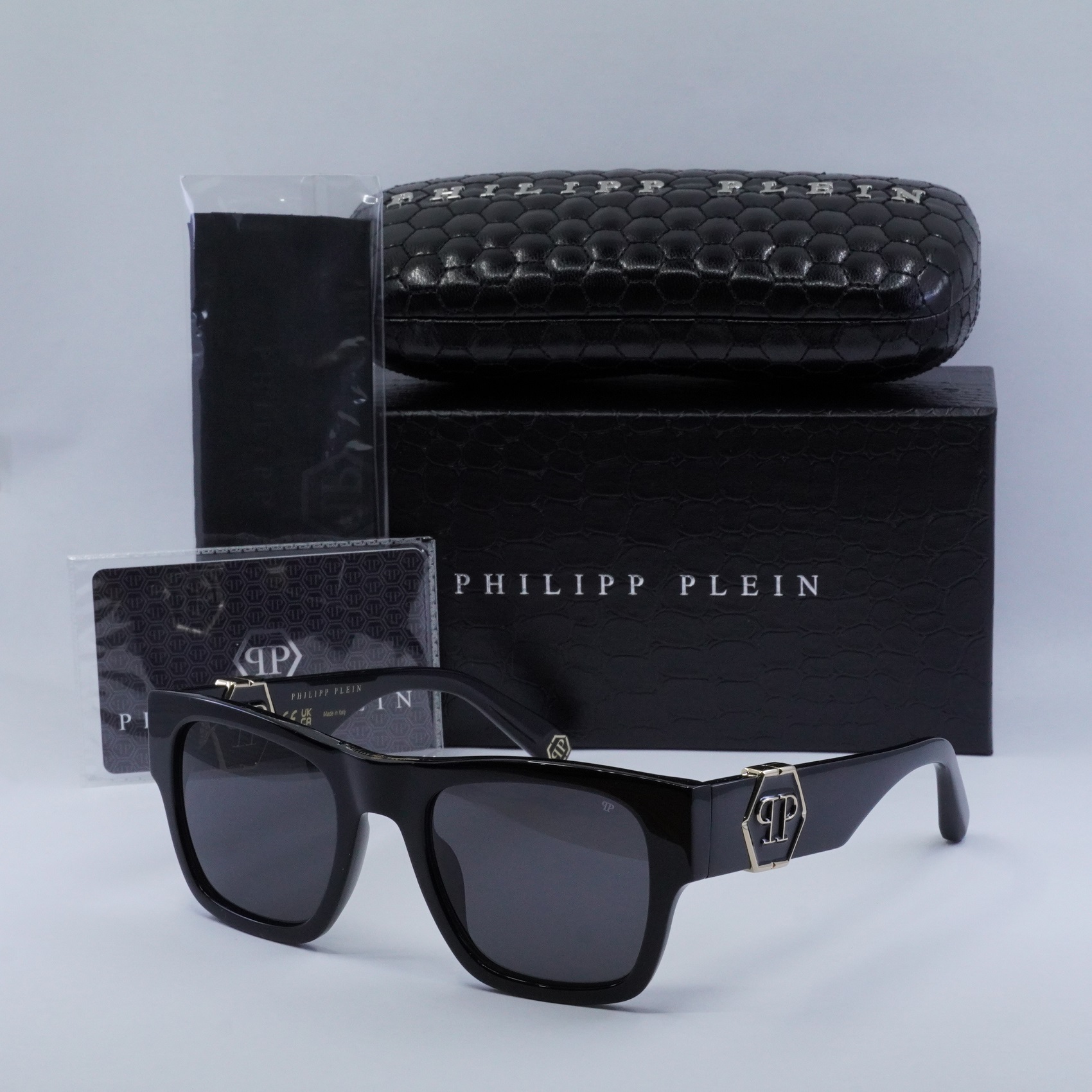 New Philipp Plein SPP042M 700F Shiny Black/Smoke 54-23-145  display picture 2