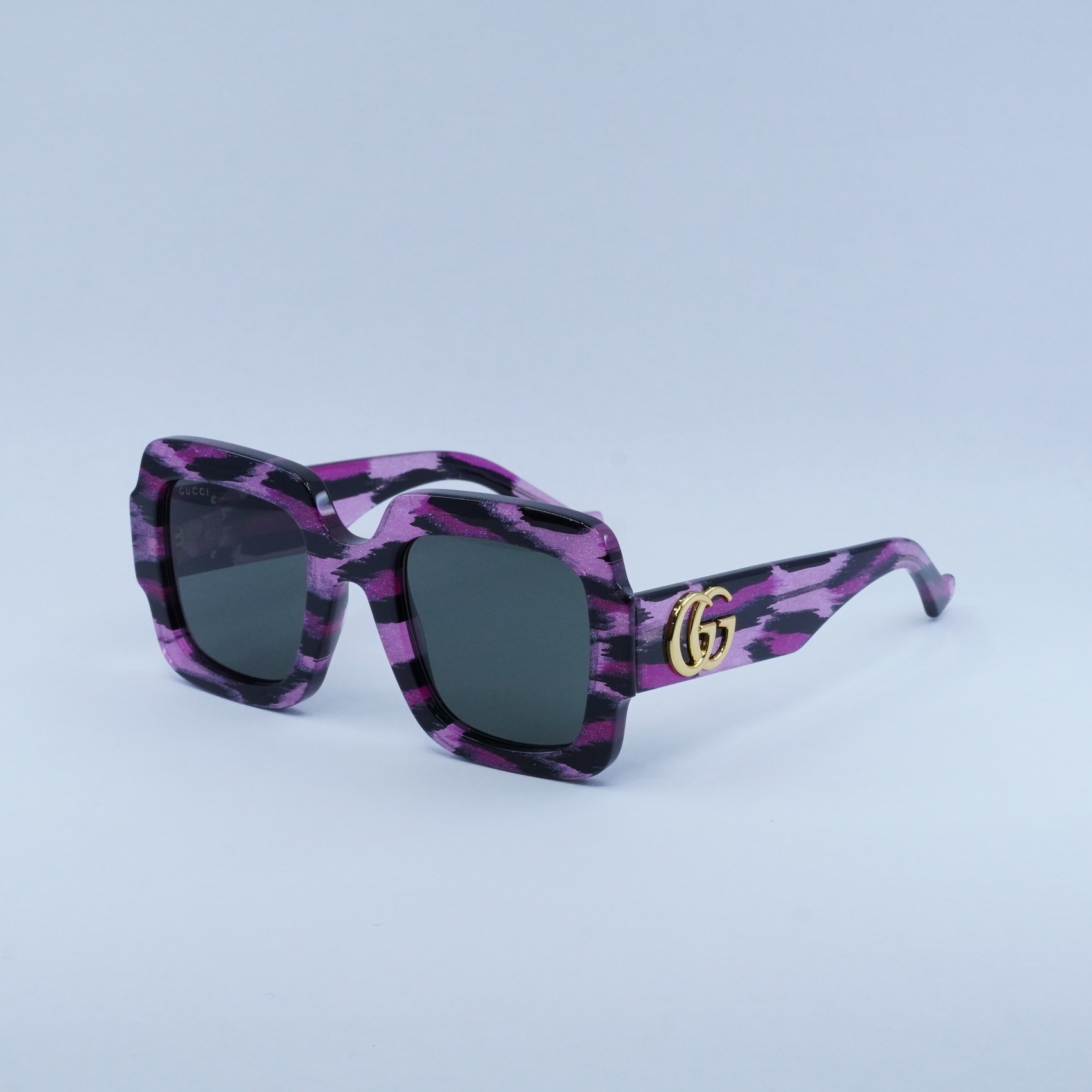 New GUCCI GG1547S 003 Glitter Fuchsia With Black Striped/Grey 50