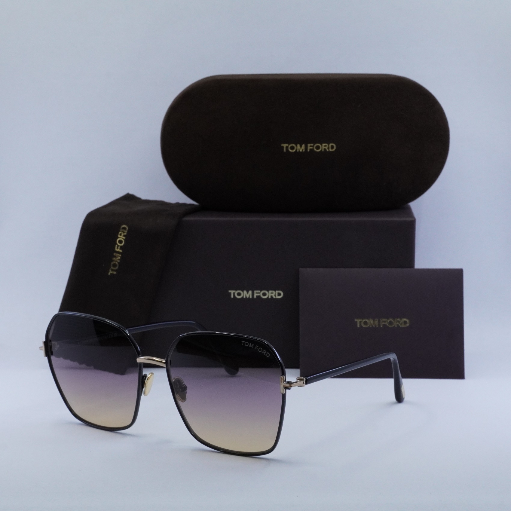 TOM FORD FT0839 01B Rose Gold/Shiny Black/Purple To Peach Gradient