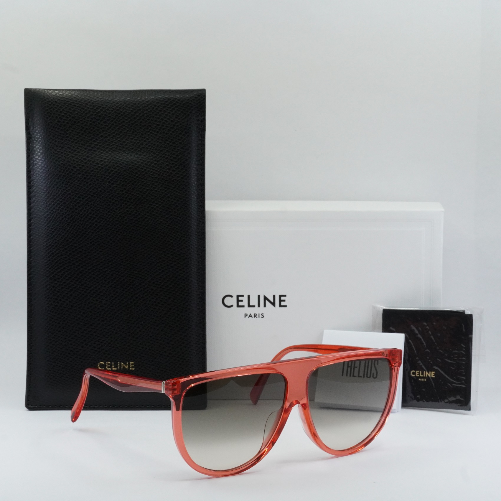 NEW CELINE SUNGLASSES CL40006I 66F WOMEN AVIATOR RED CL 40006I 66F Authentic New Celine CL40001I Red Havana Polarized Aviator  main image 3