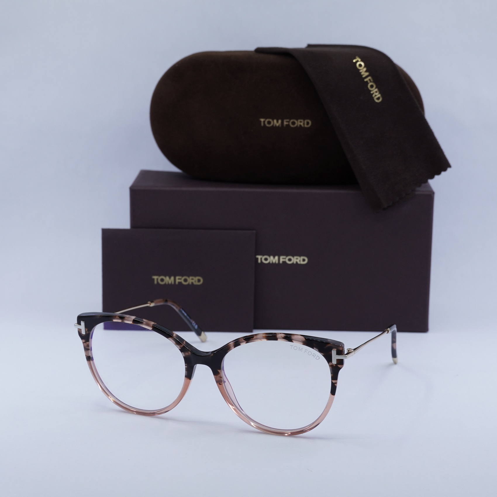 TOM FORD FT5770-B 055 Shiny Blush Havana/Rose Gold/Clear  display picture 1