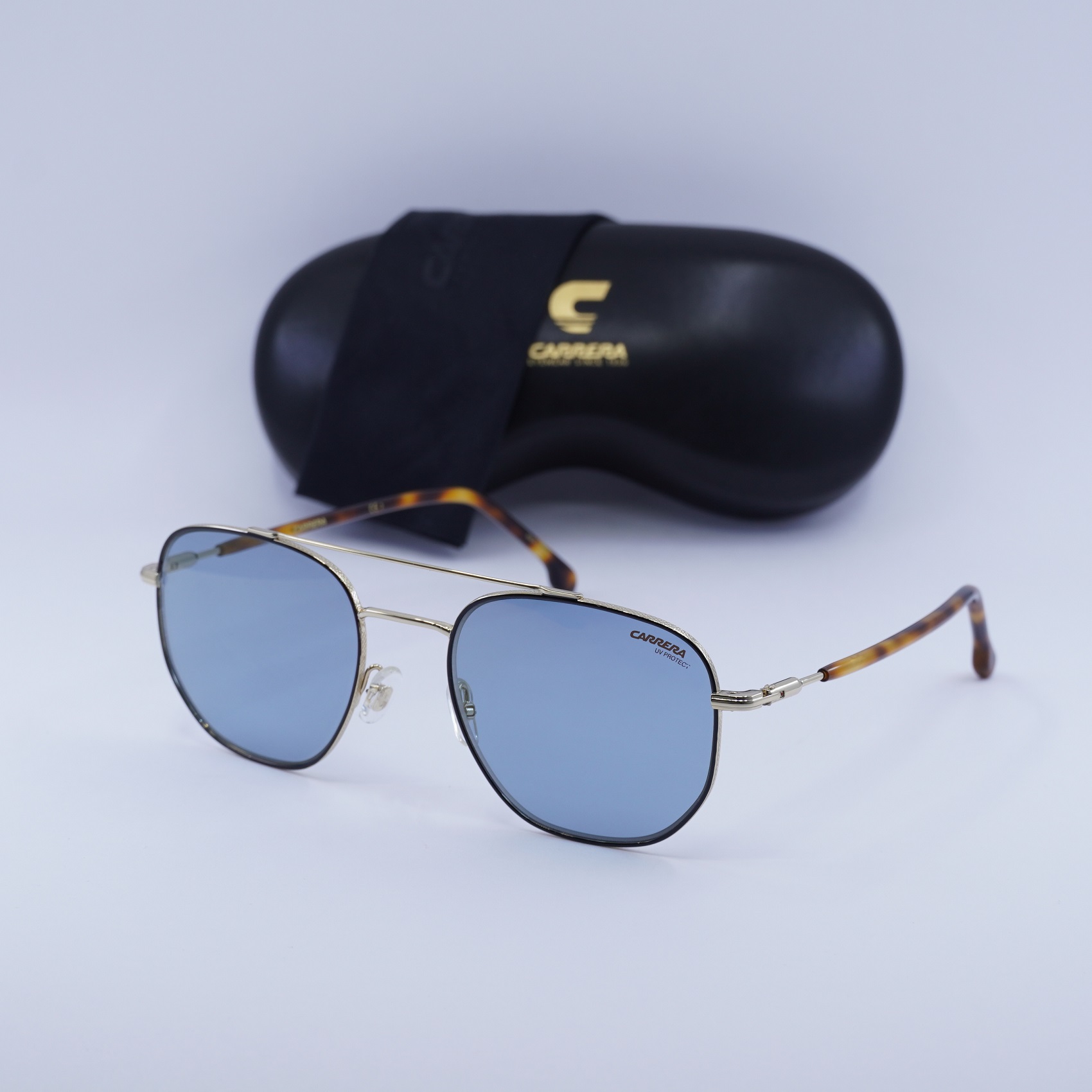 New CARRERA 236/S 00NR 2Y Gold Brown Havana/Blue Mirror 54  display picture 2