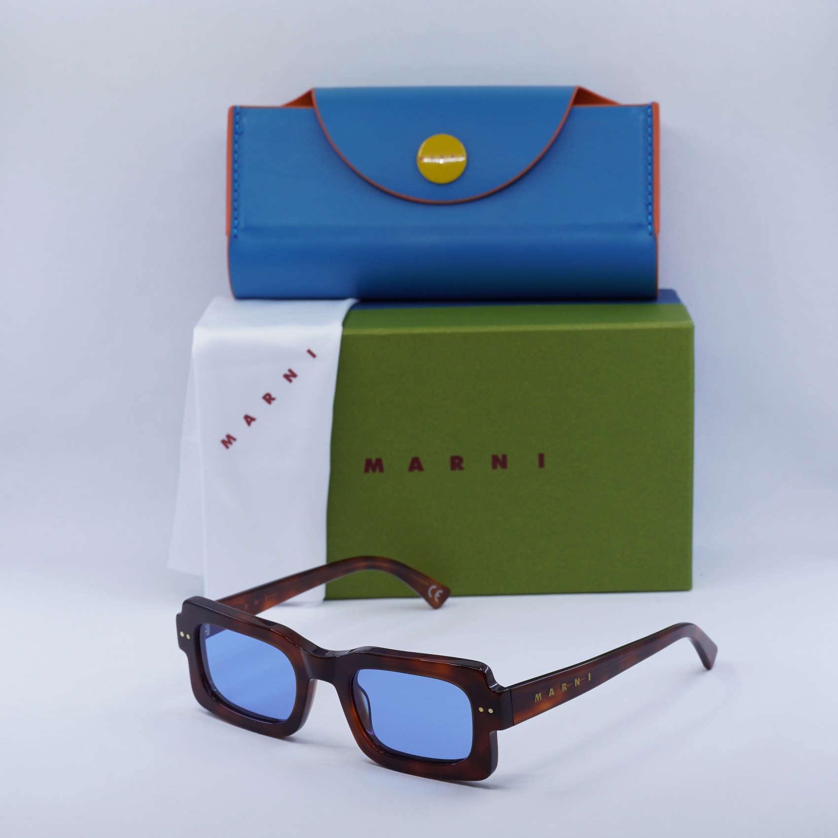 New Marni LAKE VOSTOK EDW Havana/Blue 51-22-145 Sunglasses 