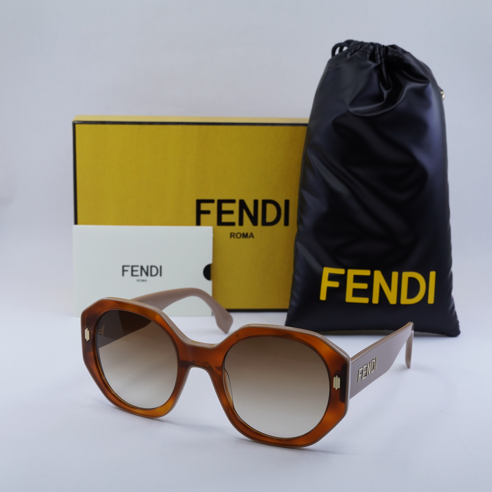 New Fendi FE40045I 53F Light Havana/Brown/Brown Gradient  display picture 2
