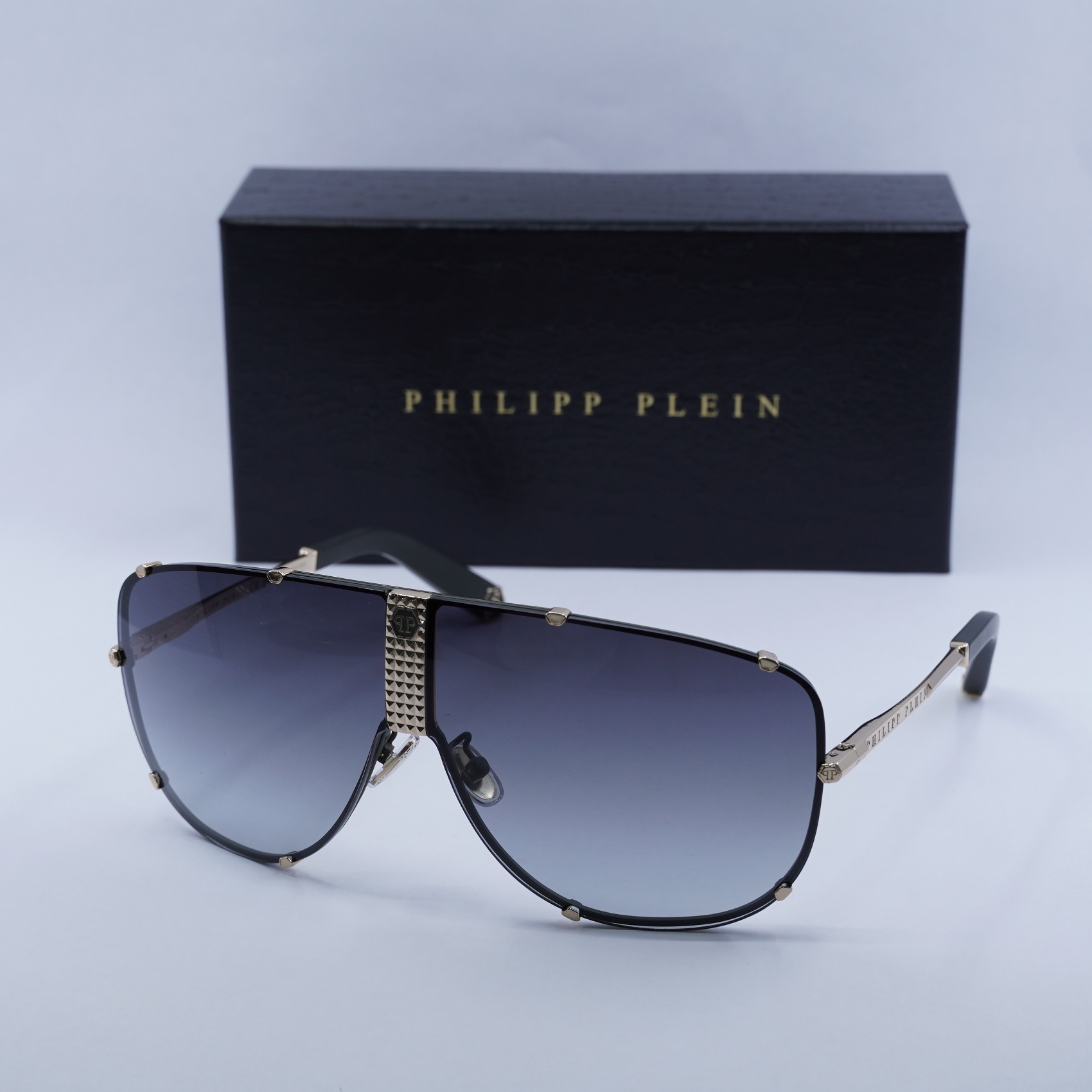 Philipp Plein SPP075M 0376 Sunglasses Gold Aviator Frame, Grey Lenses Philipp Plein Men main image 3