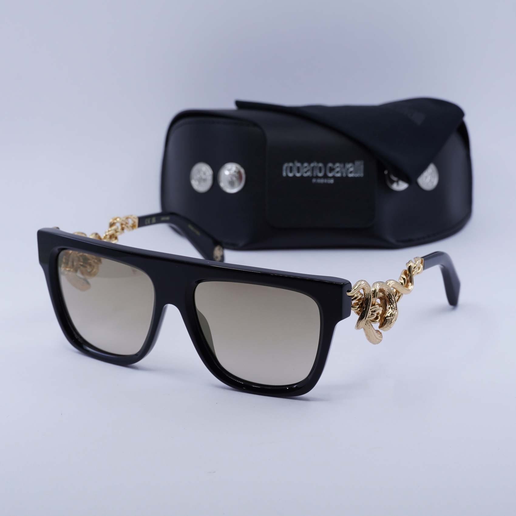 Roberto Cavalli SRC014M 700G Aviator Sunglasses - Black / Brown Roberto Cavalli Aviator Sunglasses for Women for sale | eBay main image 3