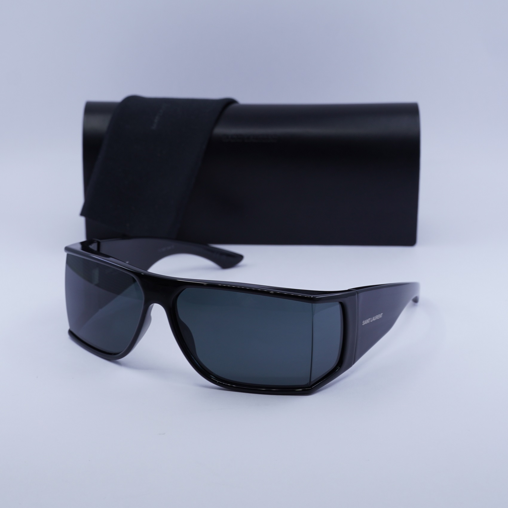 New Saint Laurent SL806 001 Shiny Black/Solid Black 75-13-115