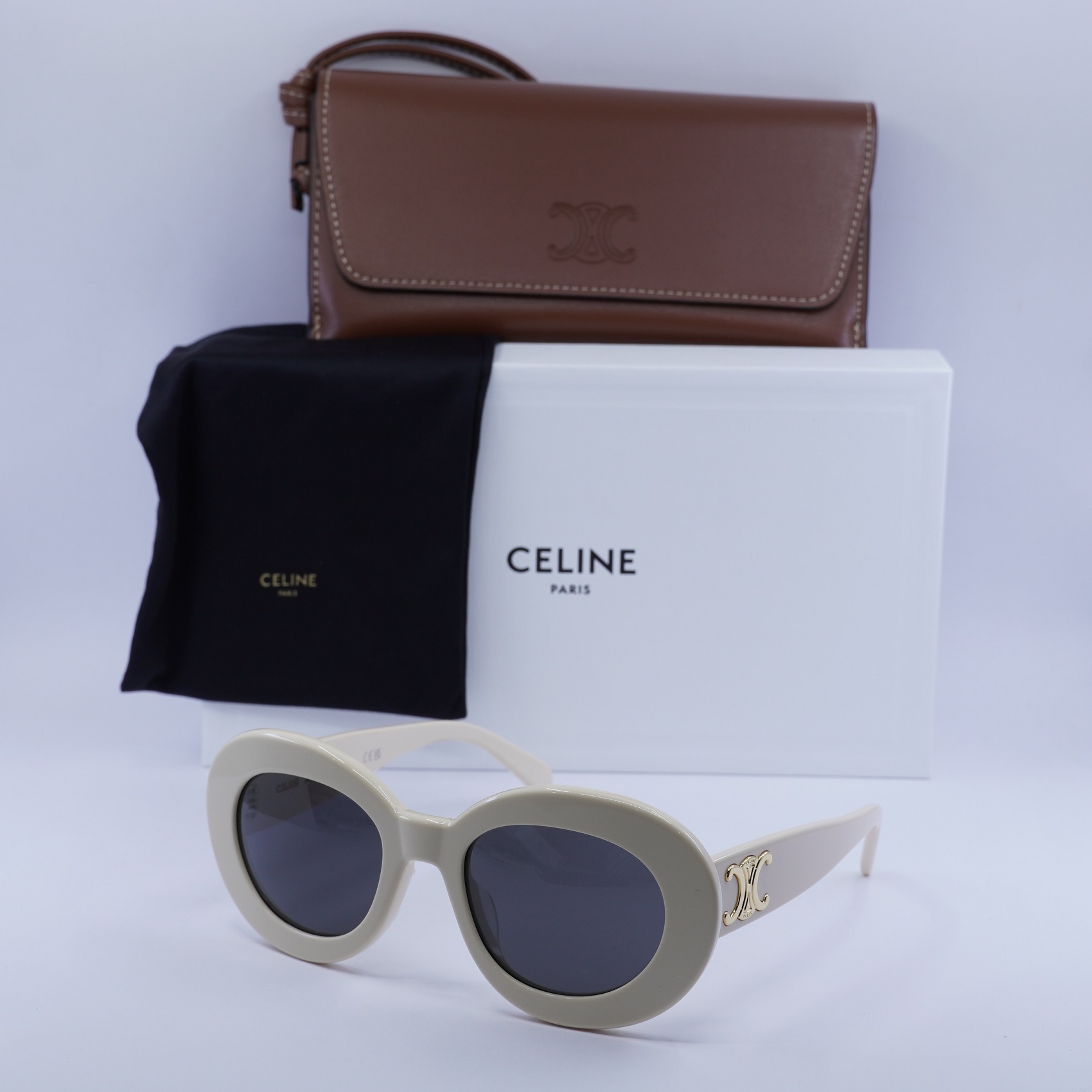 NEW!!! CELINE Sunglasses CL40312U 25A Authentic NEW CL40312U 25A ROUND IVORY WOMEN SUNGLASSES CELINE main image 4