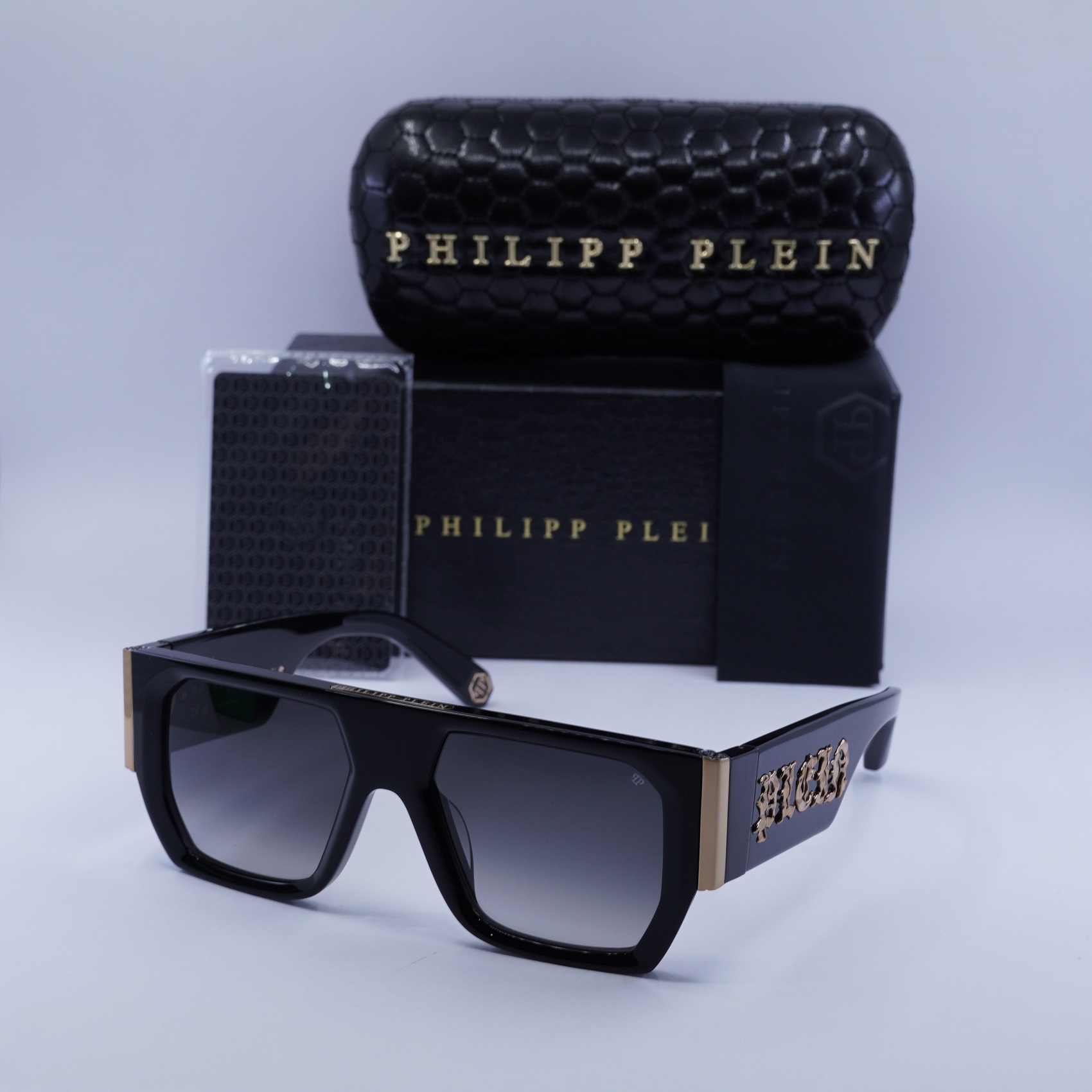 New Philipp Plein SPP094M 0700 Shiny Black/Grey Gradient 54  display picture 1