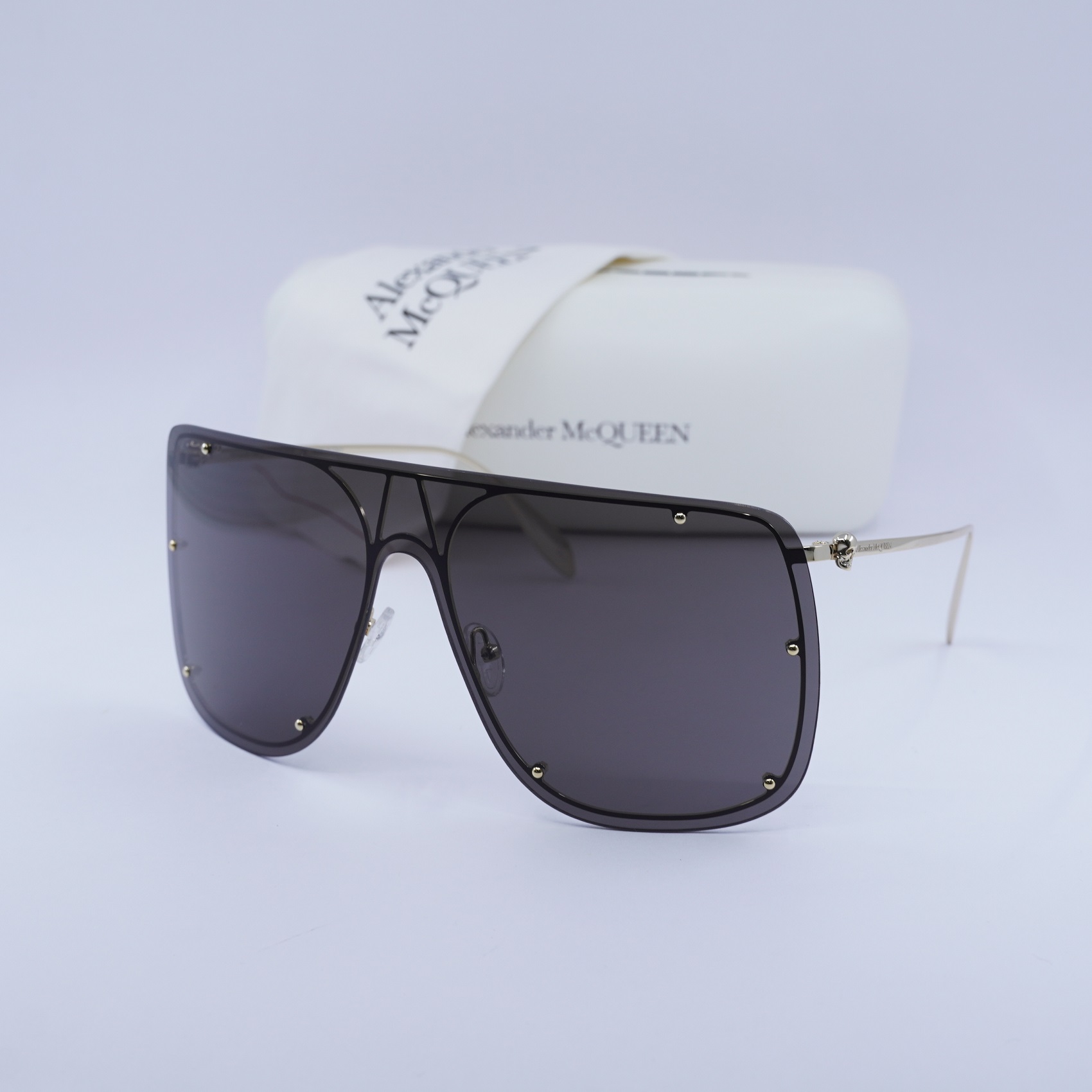 New Alexander McQueen AM0313S 001 Gold/Grey with Silver  display picture 3