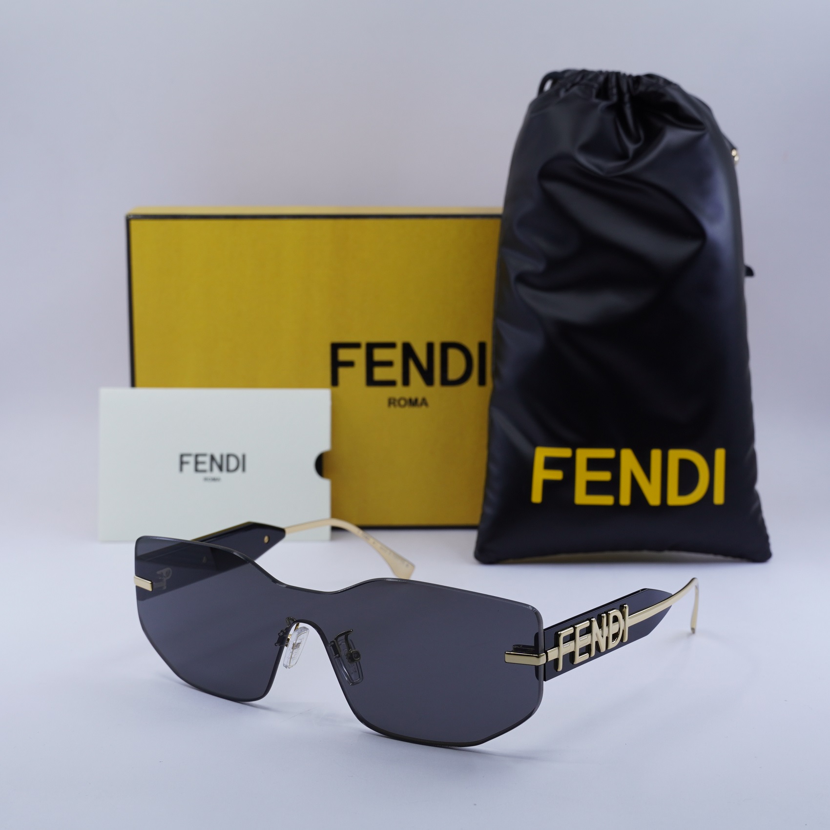NEW FENDI SUNGLASSES FE40066U 30A GOLD/GRAY UNISEX EYEWEAR Fendi FE40066U XL (99 - 199) with Grey lenses and Gold frame  main image 4