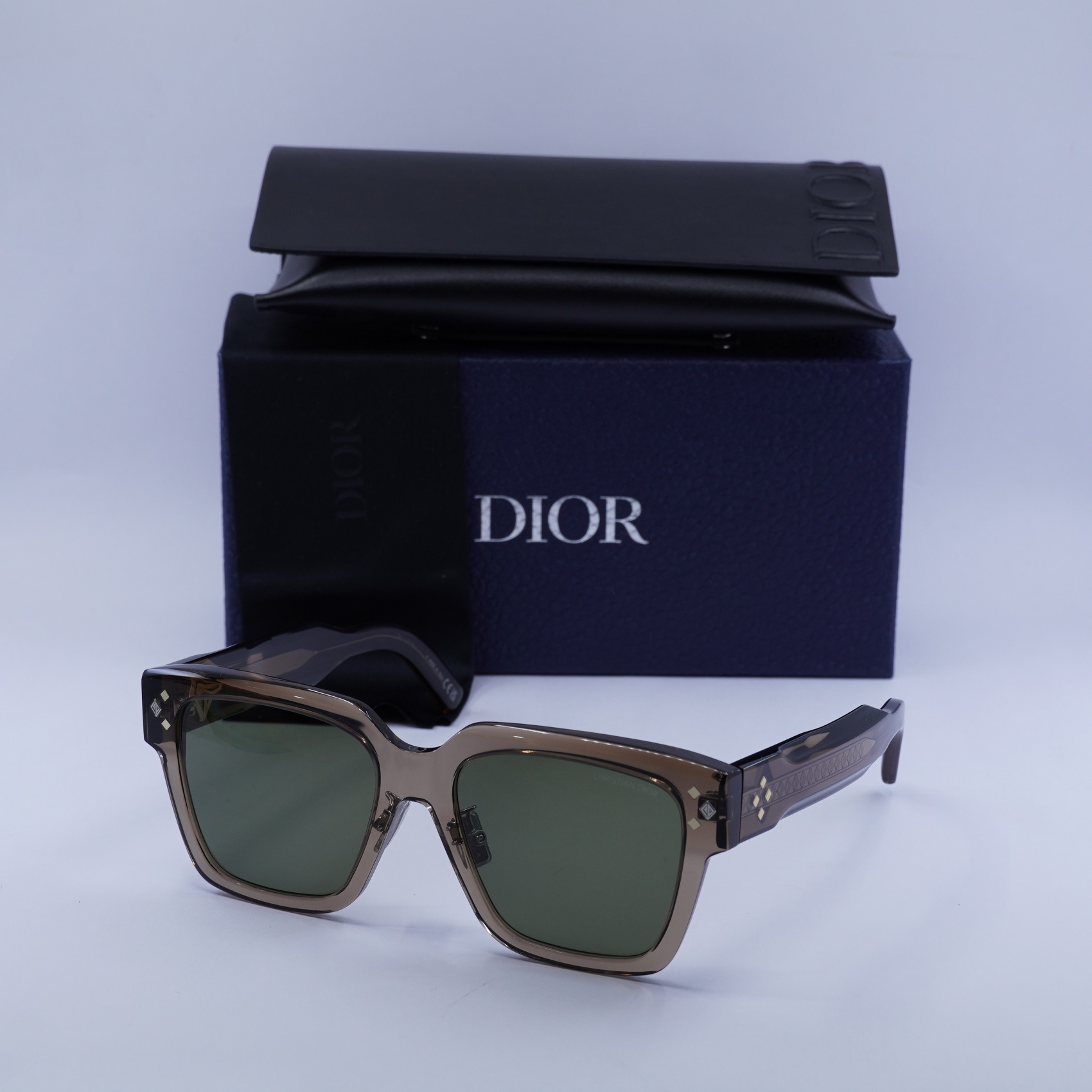 New Dior CD DIAMOND S3F 64C0 Transparent Brown/Green 55-18-145