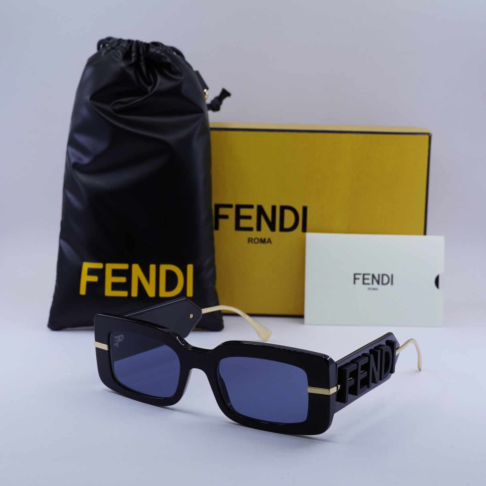 Fendi FE40133I 01V Shiny Black/Blue 51-20-140 Sunglasses New  display picture 1