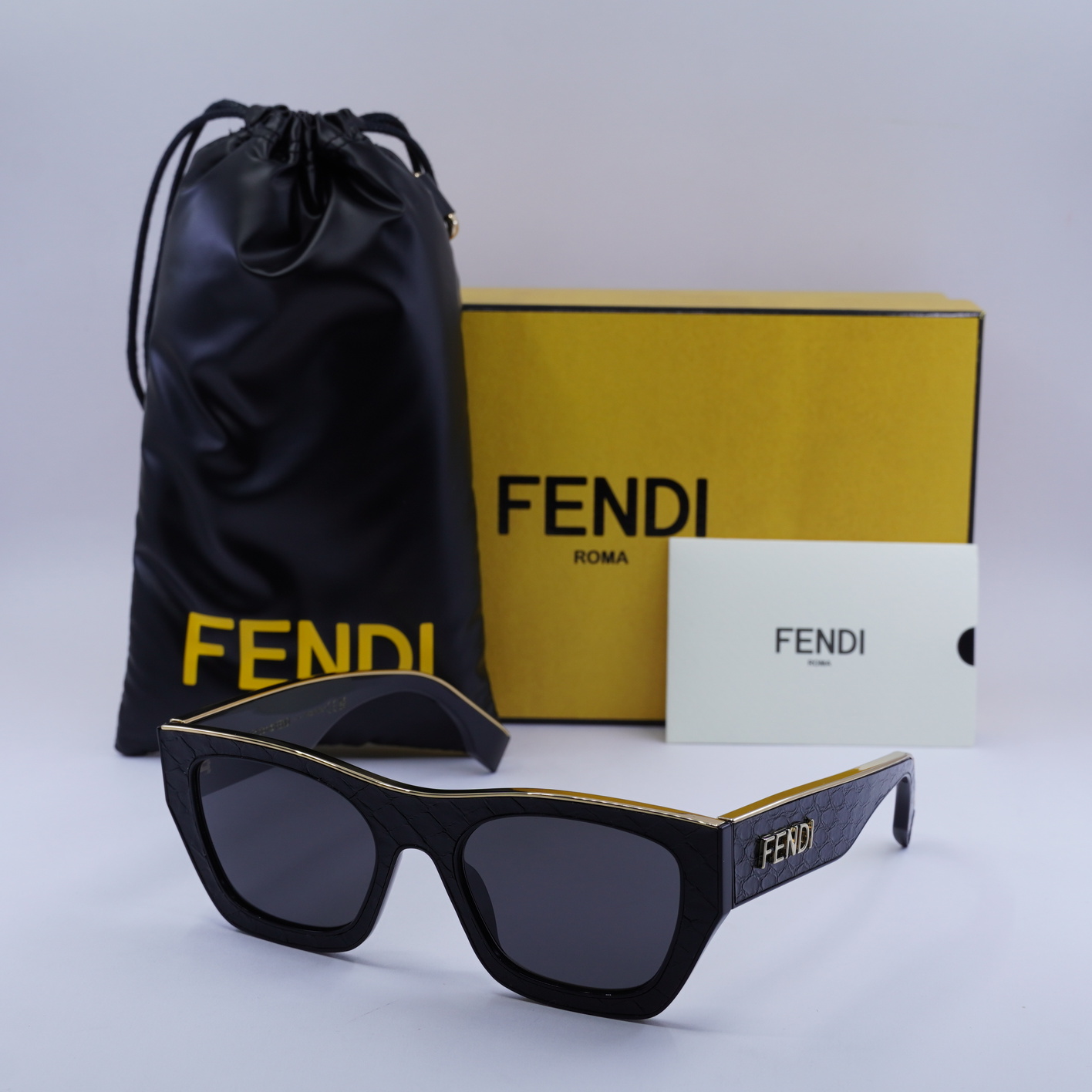 Fendi FE40126I 01A Shiny Black/Grey 53-20-145 Sunglasses New 