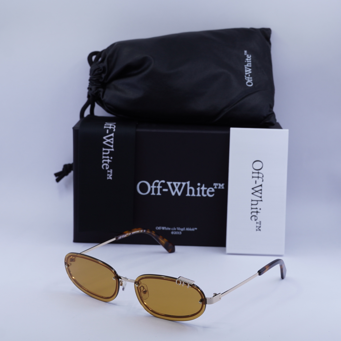 Off-White OERI13M MIAMI 7662 Gold/Camel 60-15-145 Sunglasses New