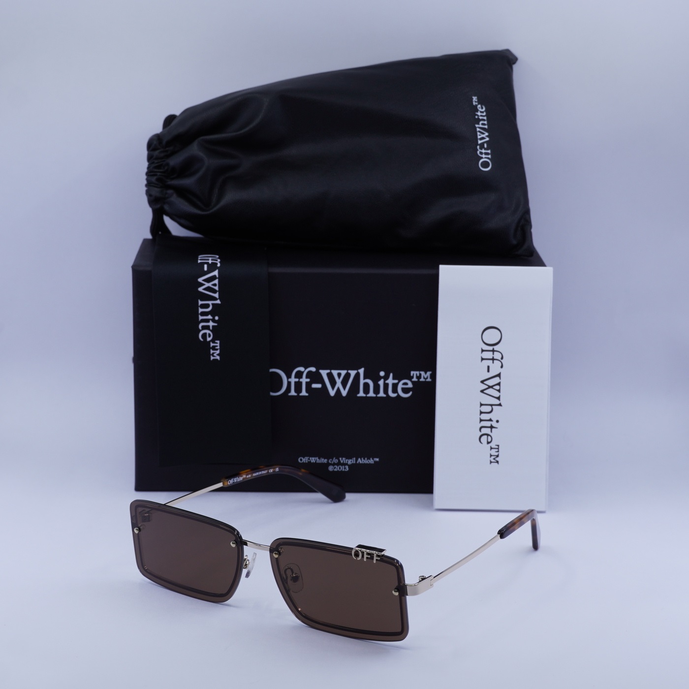 New Off-White OERI13N TAMPA 7664 Gold/Brown 60-14-145  display picture 1