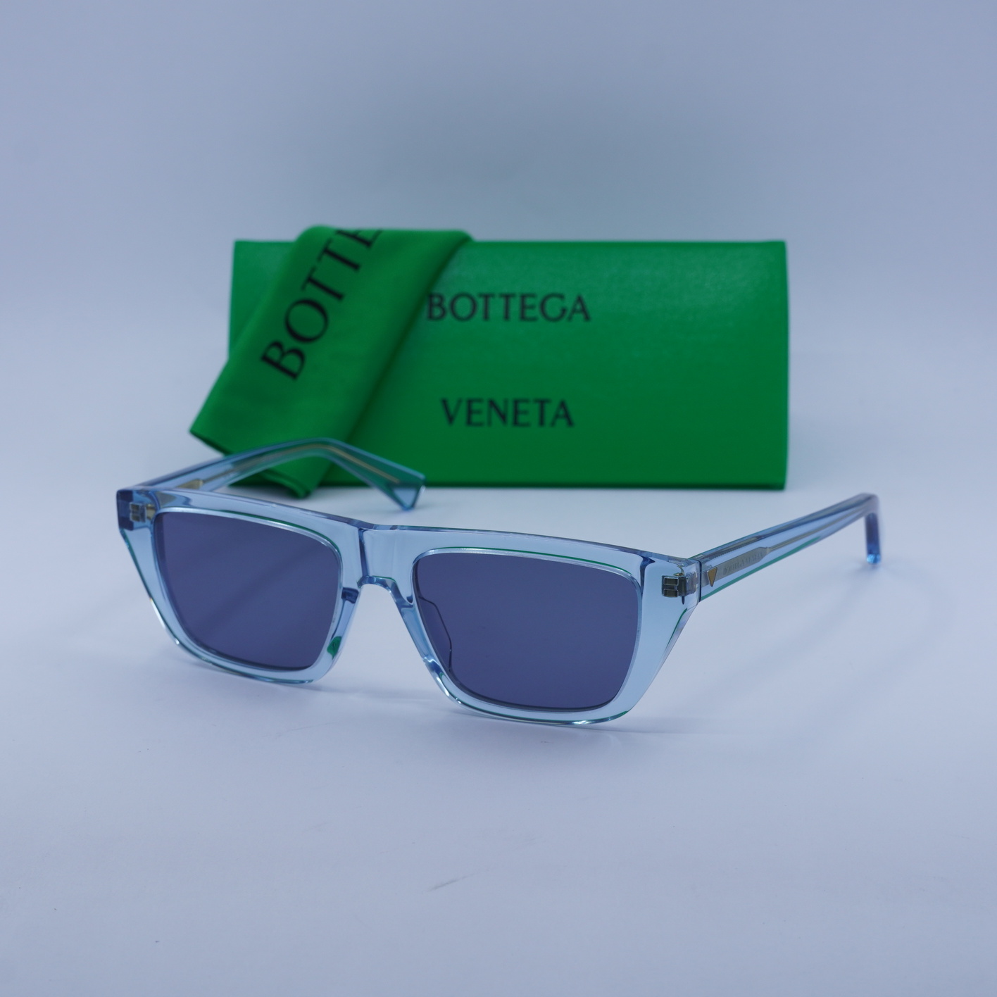 New Bottega Veneta BV1291S 003 Transparent Light Blue/Blue 54-17