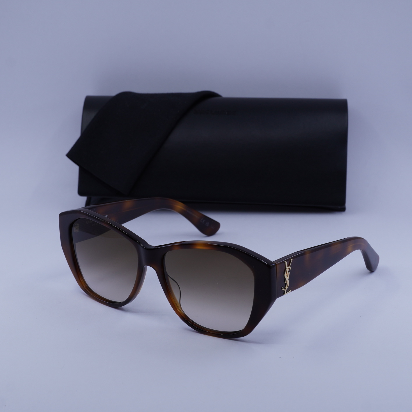 New Authentic Saint Laurent Havana SLM8 003 Sunglasses ?SAINT LAURENT YSL SLM8/F 003 Havana Brown Gold Logo 57 mm  main image 3