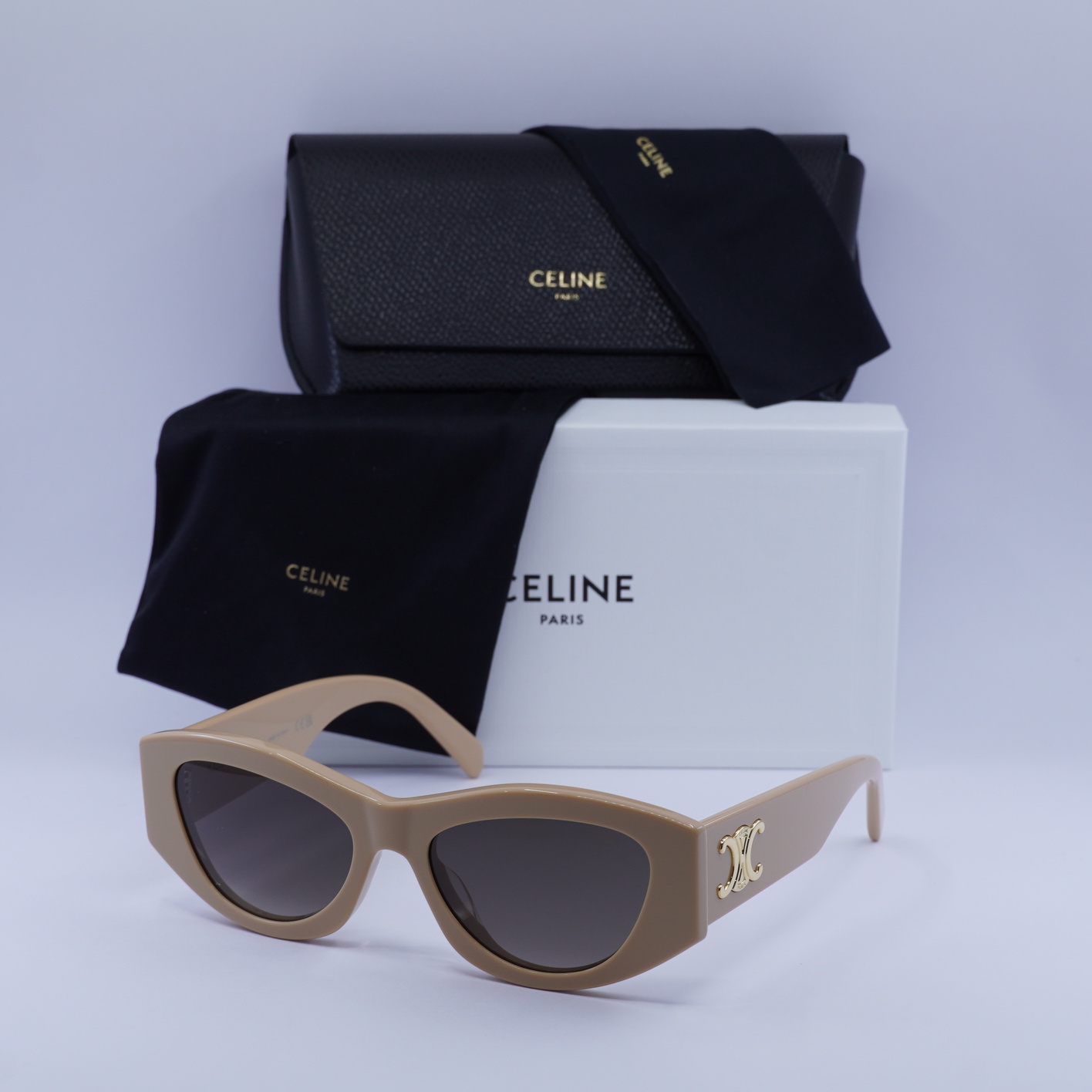 New Celine CL40308U 57B TRIOMPHE Beige/Grey Gradient 55-18 
