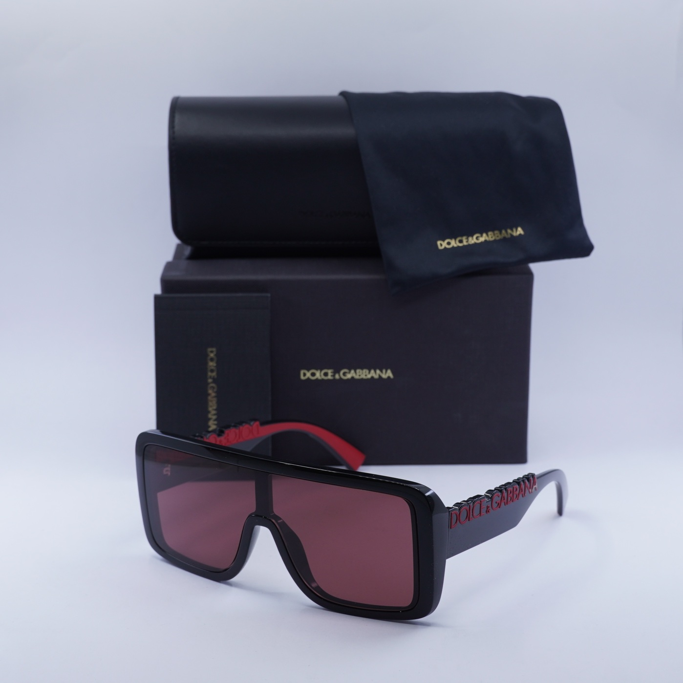 Dolce & Gabbana DG6204 501/75 Sunglasses Shiny Black Shield Frame, Violet Lenses Dolce & Gabbana DG6204 501/75 Shiny Black/Violet 0-0-145  main image 3