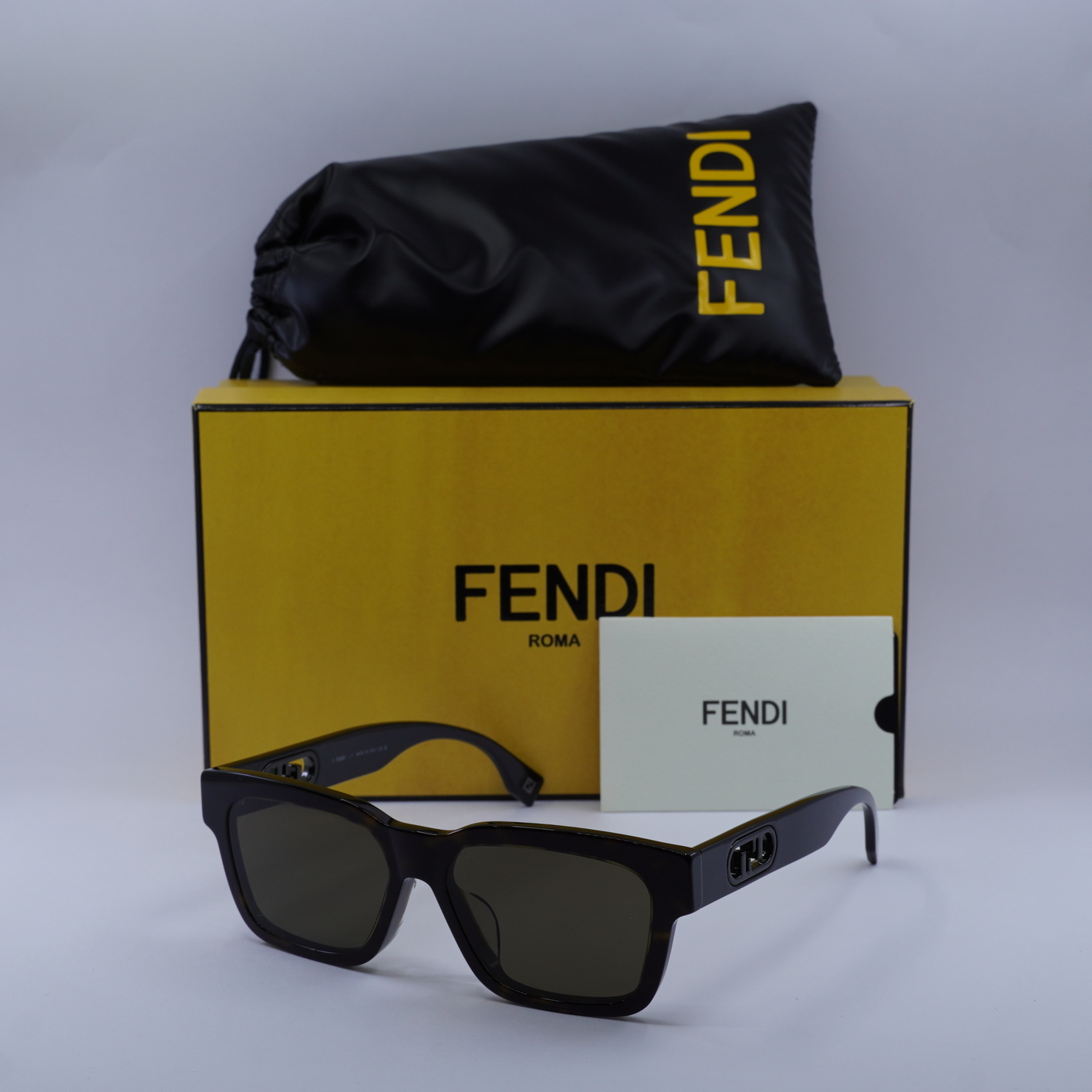 Fendi FE40107F 52E Dark Havana/Brown 56-16-145 Sunglasses 