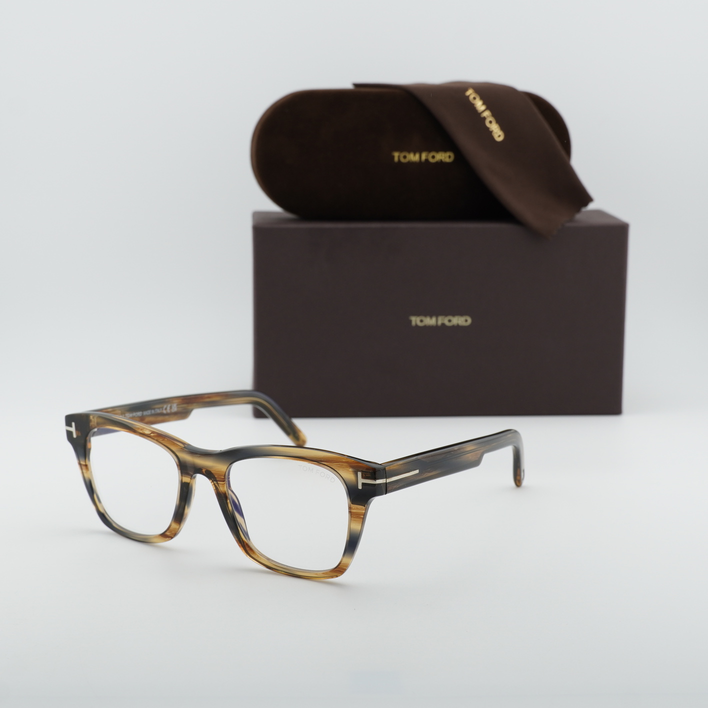 NEW Tom Ford FT5886-B 045 Shiny Light Brown 52mm Eyeglasses  display picture 2