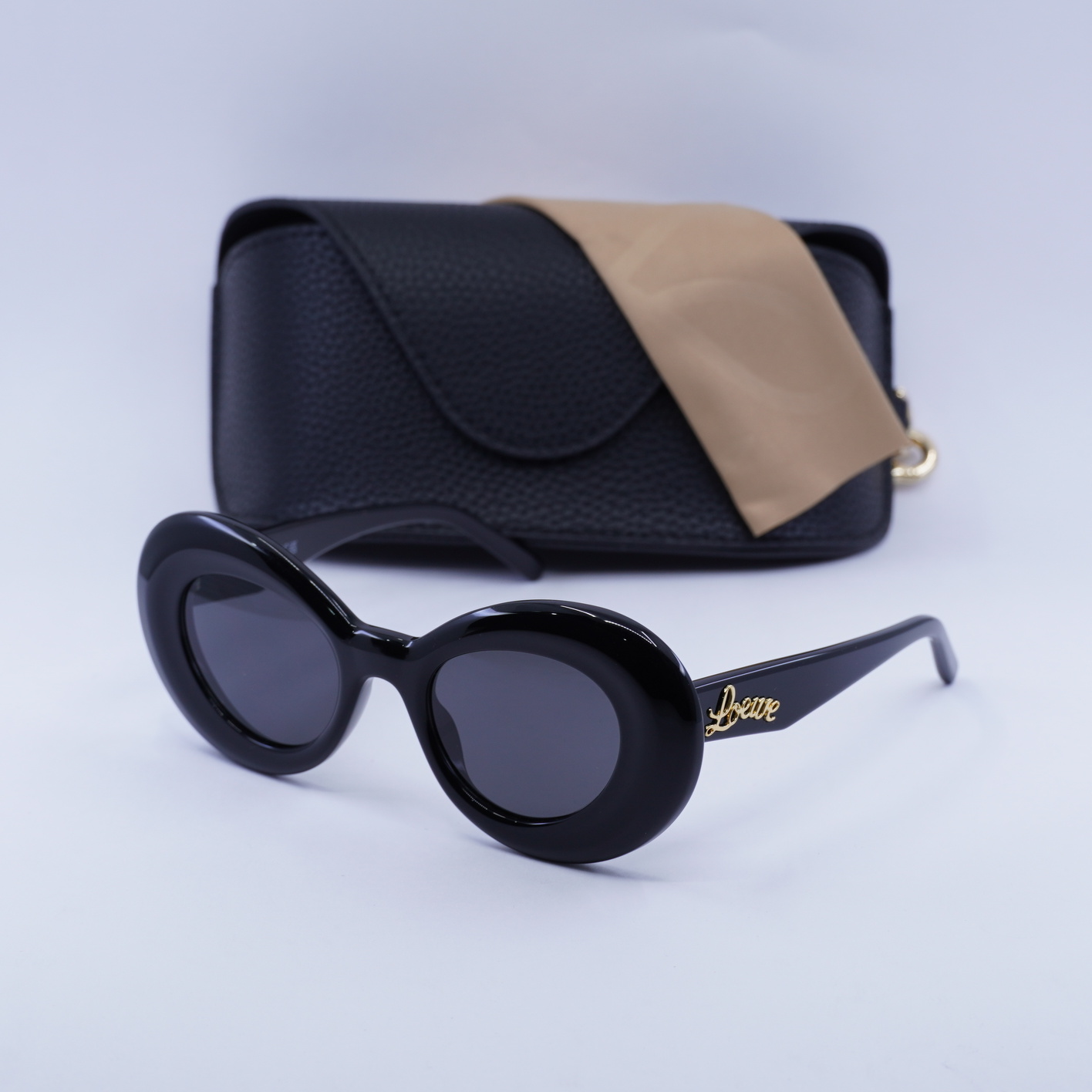 New Loewe LW40112I 01A Shiny Black/Grey 47-21-140 Sunglasses  display picture 1