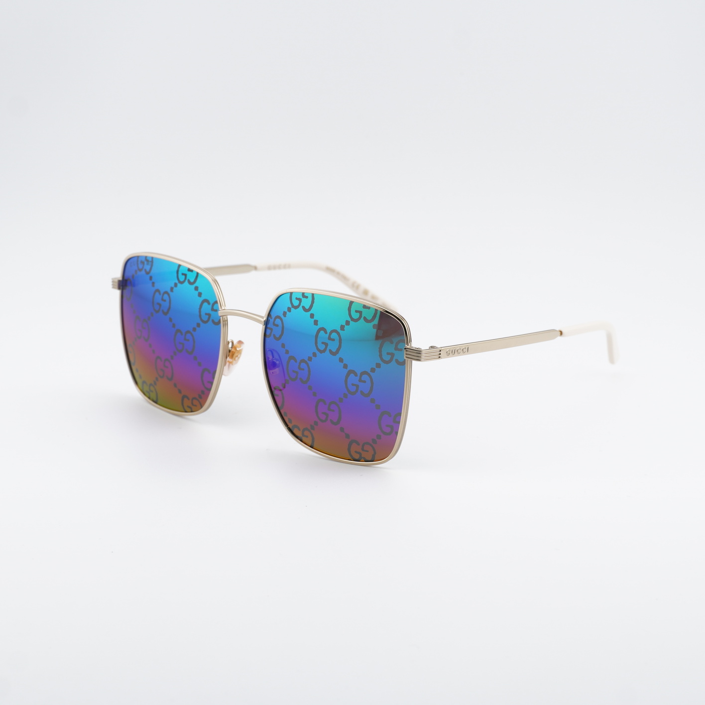 Gucci GG0802S 004 Gold/Multicolor with GG Pattern Mirror 57 