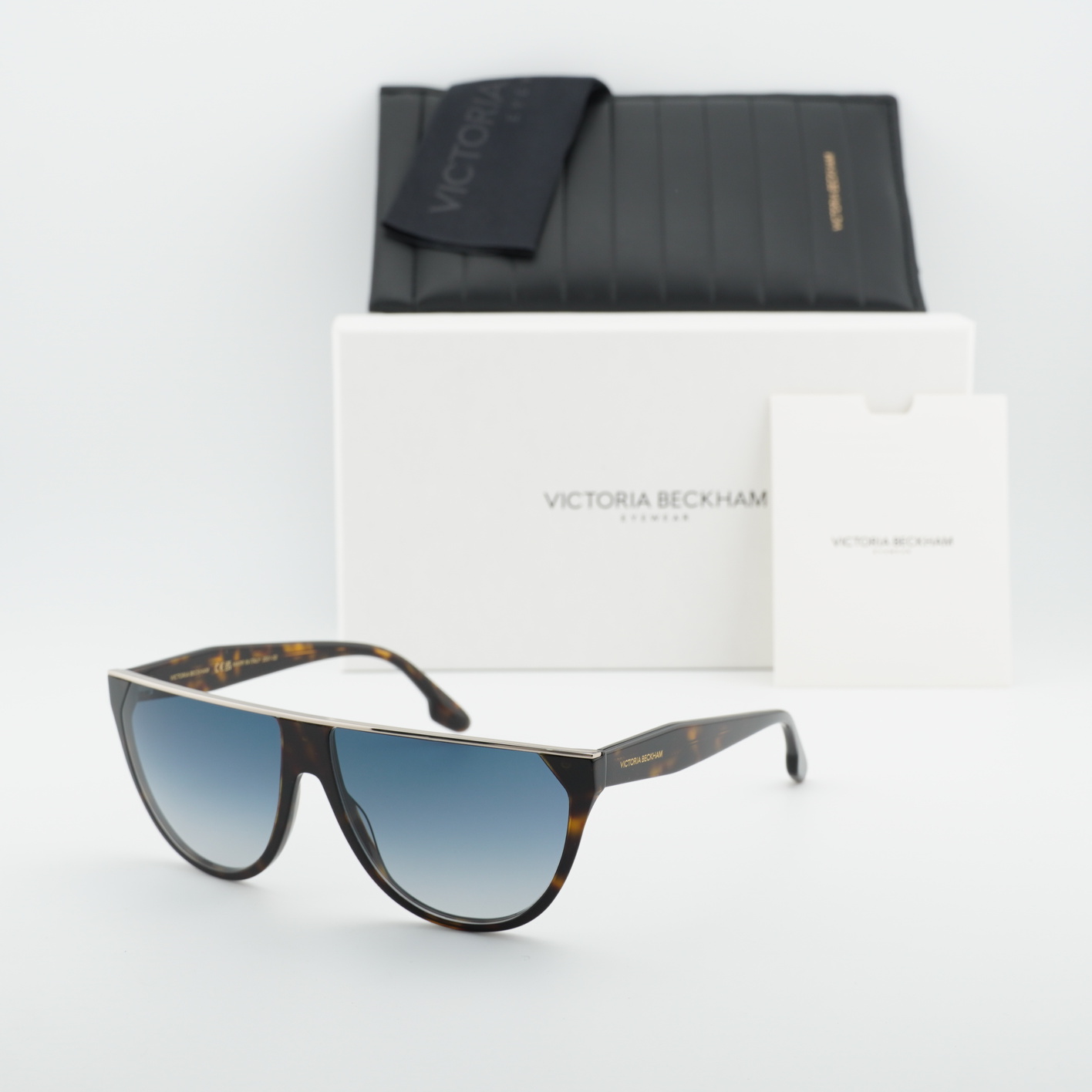 New Victoria Beckham VB682S 234 Dark Havana/Blue Gradient 61-13