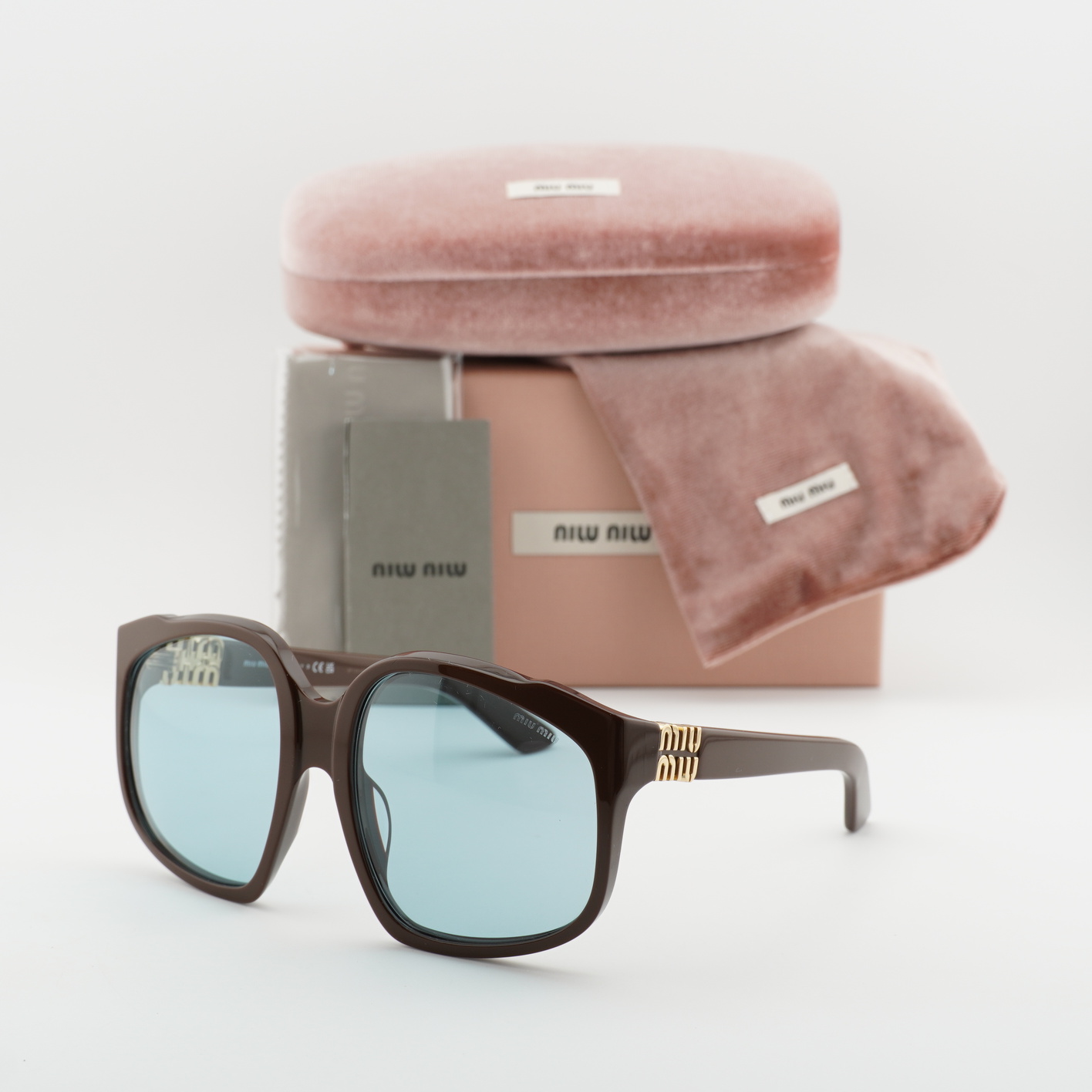 Miu Miu MU A07S 24D20R Shiny Brown/Light Blue 59-19-140 Sunglasses