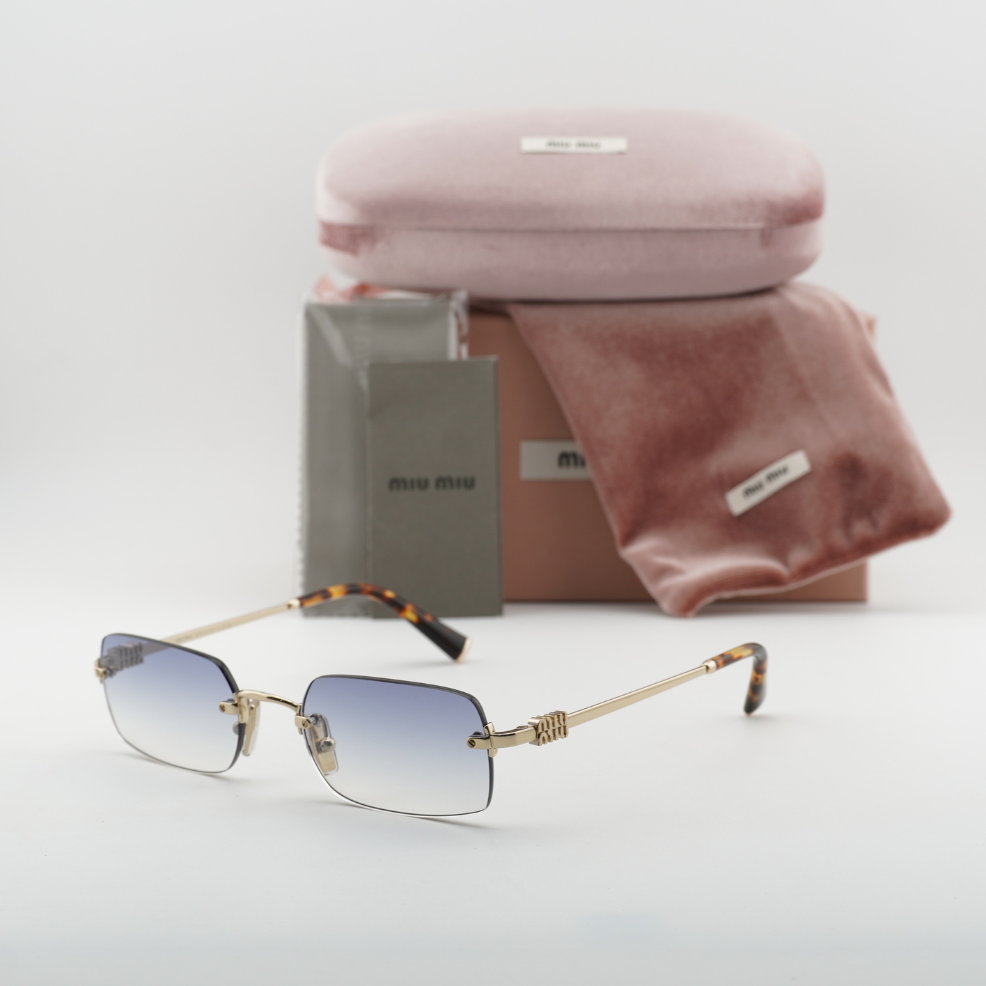 New Miu Miu MUB50S ZVN80O Gold/Light Blue Gradient 52-20-140