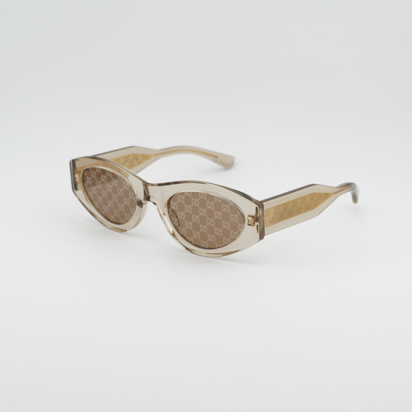小物 GUCCI Sunglasses Brown Clear Frame Logo New Gucci GG2065S 003 Transparent Yellow/Brown with Logo Mirror 52