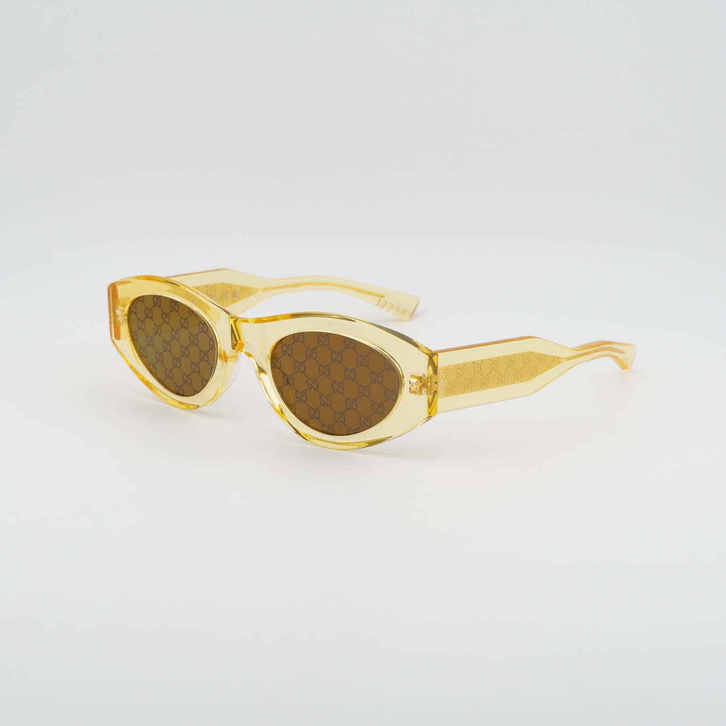 Gucci GG2065S 004 Transparent Shiny Yellow/Brown with Logo Mirror