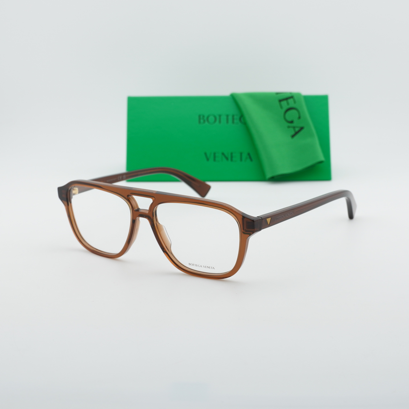 NEW Bottega Veneta BV1294O 005 Shiny Brown 56mm Eyeglasses | eBay