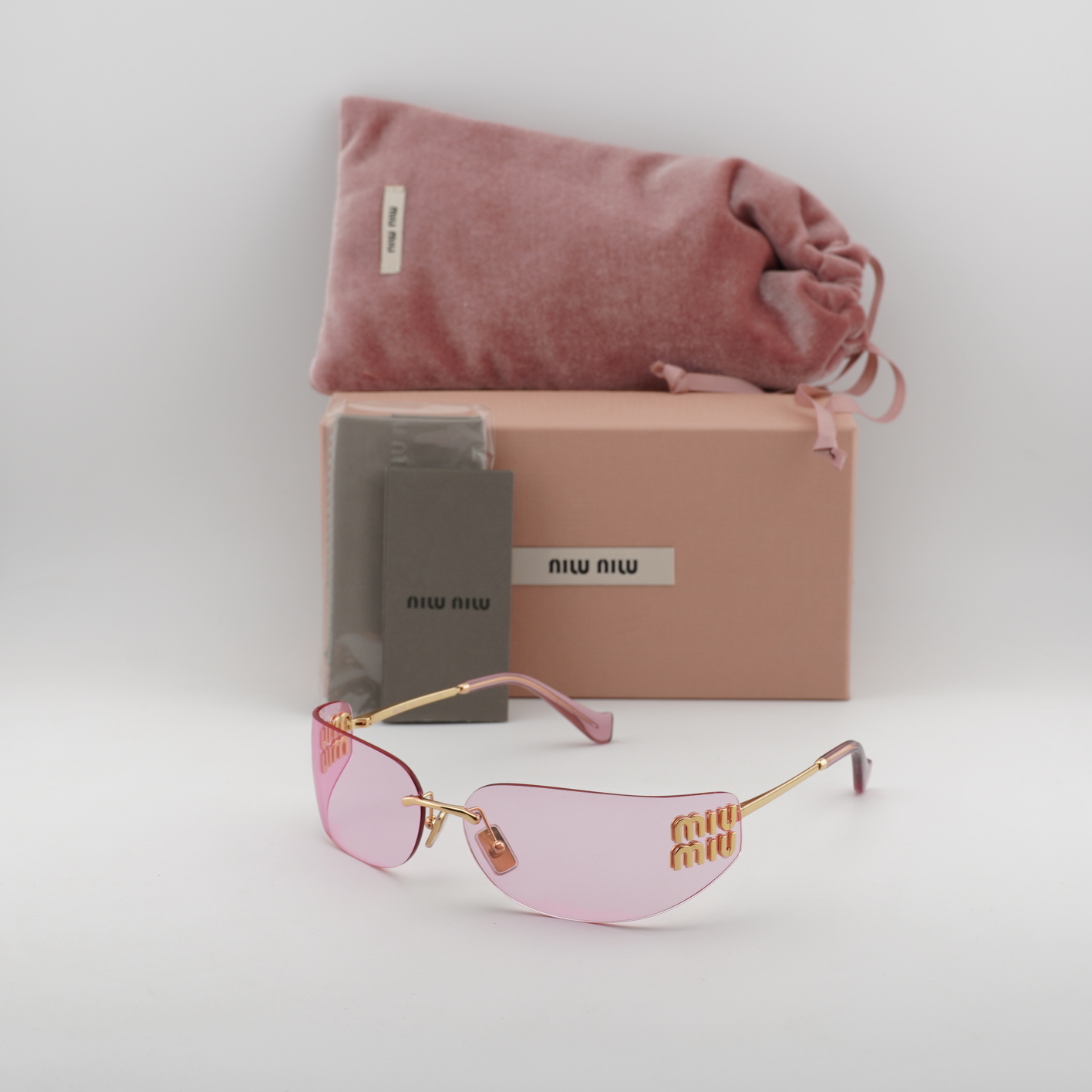 Miu Miu MUA51S 5AK90Y Gold/Pink 75-14-110 Sunglasses New Authentic