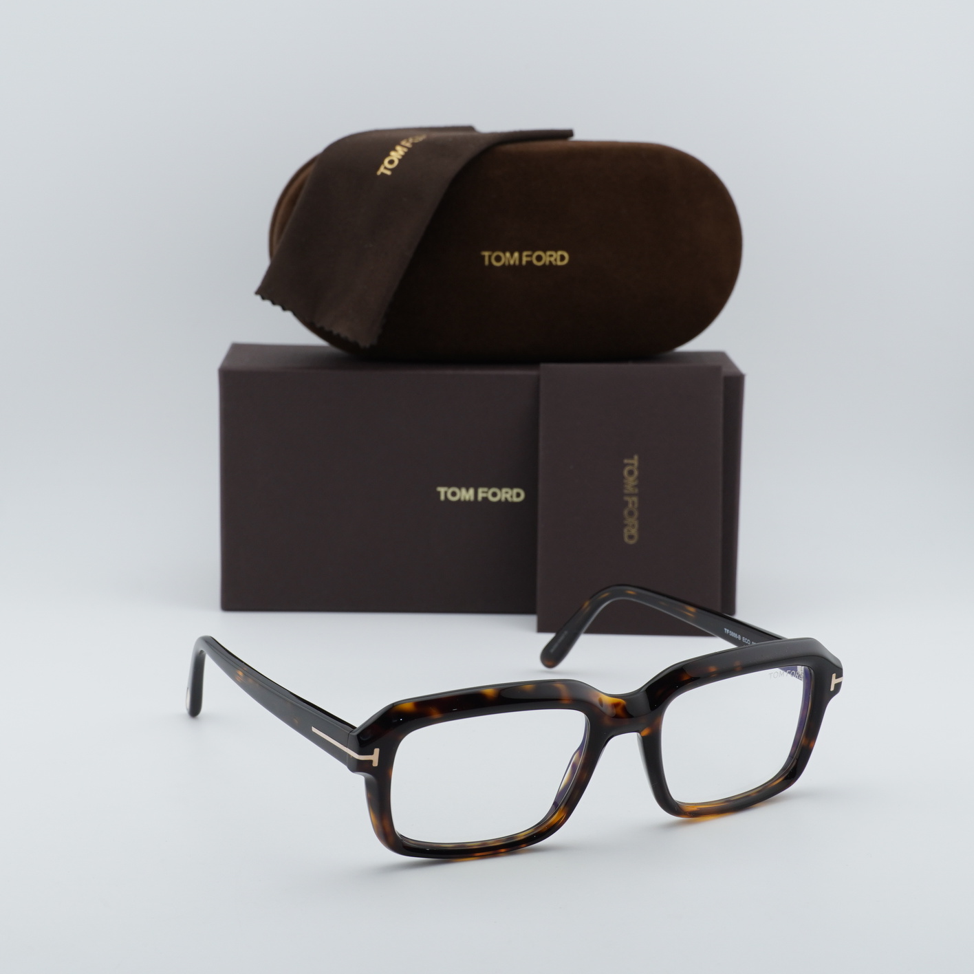 NEW Tom Ford FT5888-B 052 Dark Havana/Clear Blue Block Lenses 54mm
