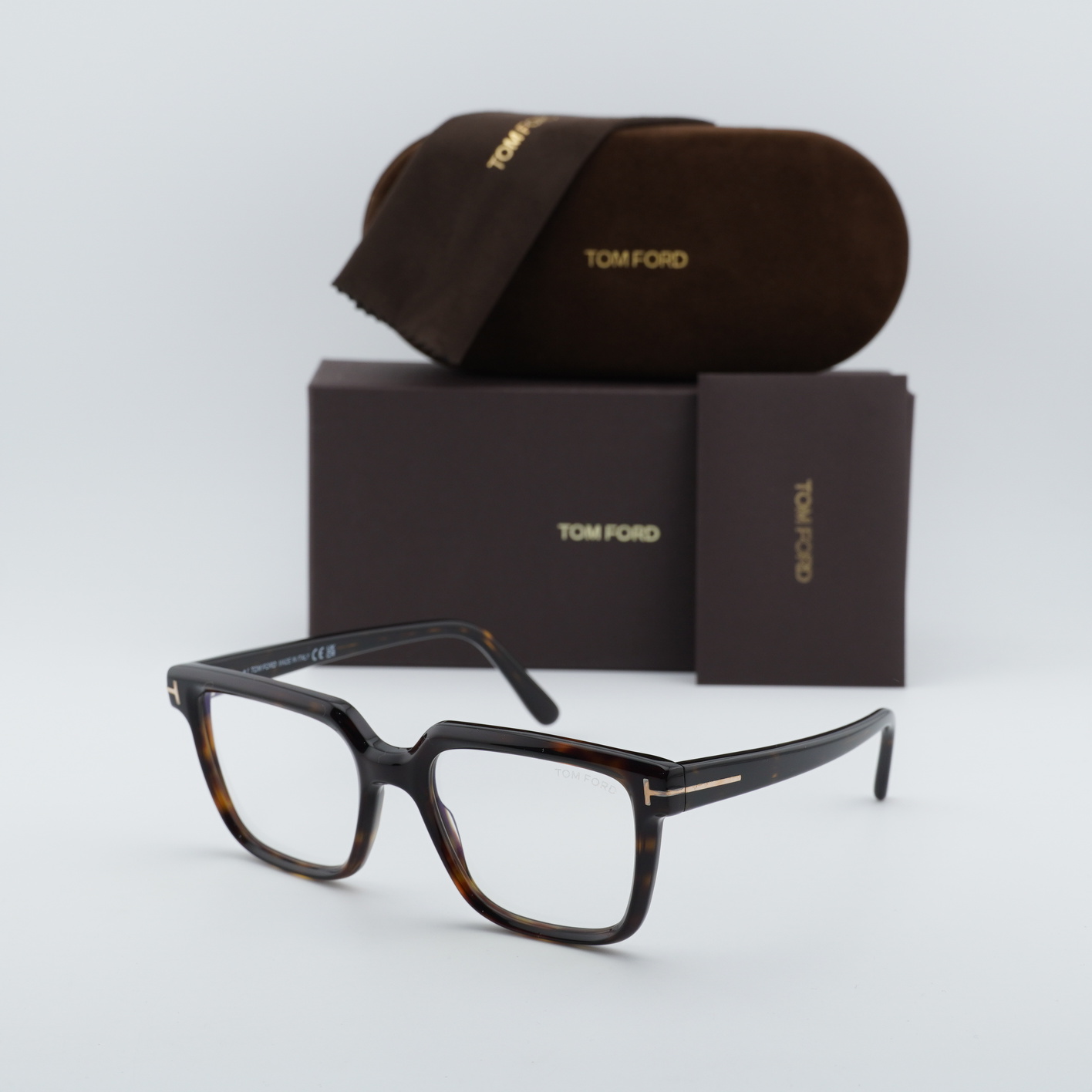 Tom Ford FT5889 Eyeglasses Havana Acetate/Metal Tom Ford Glasses Frames FT5889-B 053 53mm Brown Square Blue  main image 4