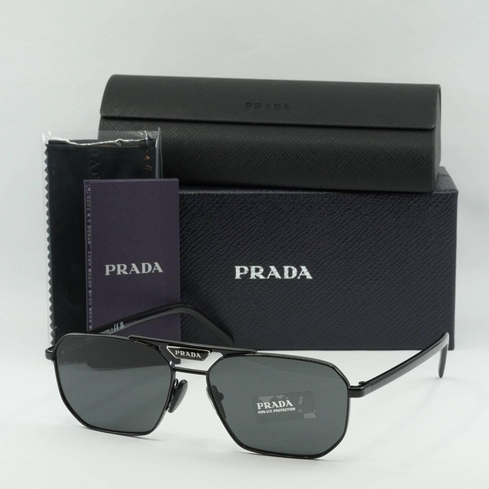 PRADA Sunglasses PR58YS 1AB5S0 Black/Dark Grey Unisex NEW PR58YS 1AB5S0 Black/Dark Grey main image 4