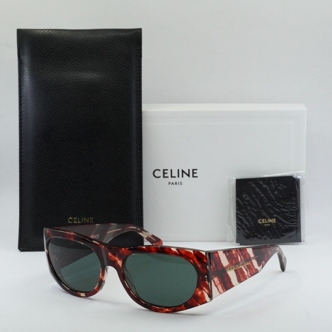 CELINE CL40029I 54N Red Havana/Green 59-19-140 Sunglasses  display picture 1